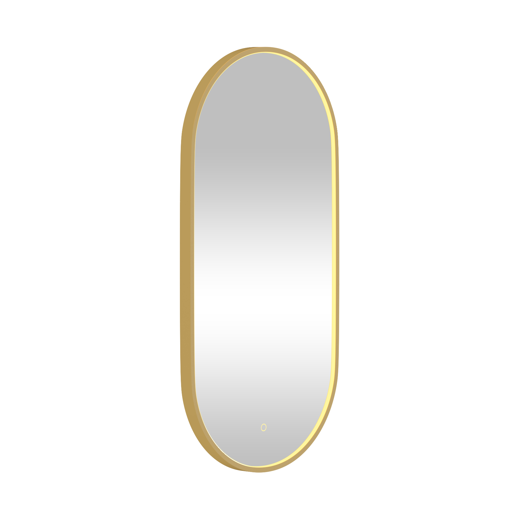 Luxor 900 x 450mm Brushed Brass Framed Capsule Mirror Within Frame LED, Touch Sensor & Demister Pad