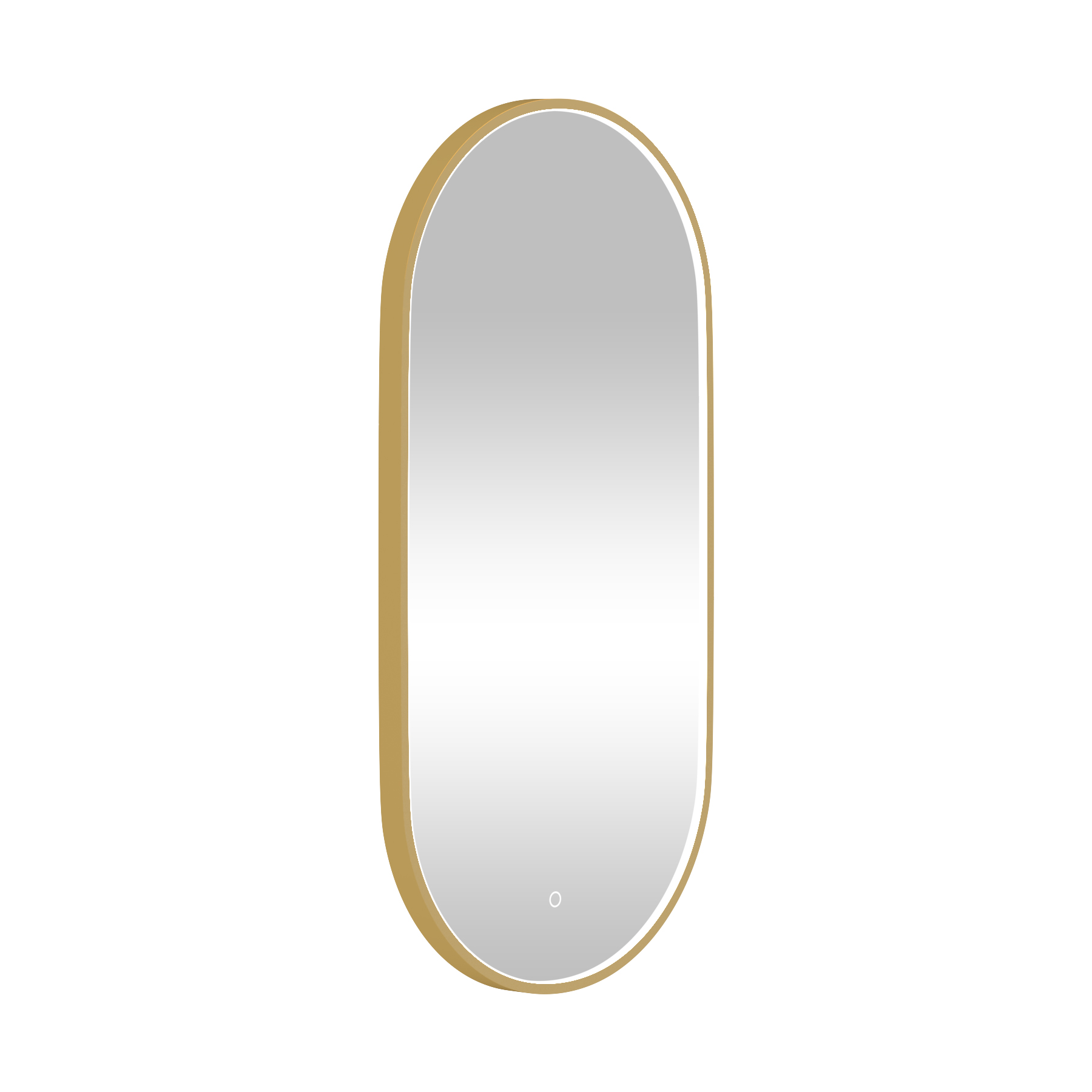 Luxor 900 x 450mm Brushed Brass Framed Capsule Mirror Within Frame LED, Touch Sensor & Demister Pad