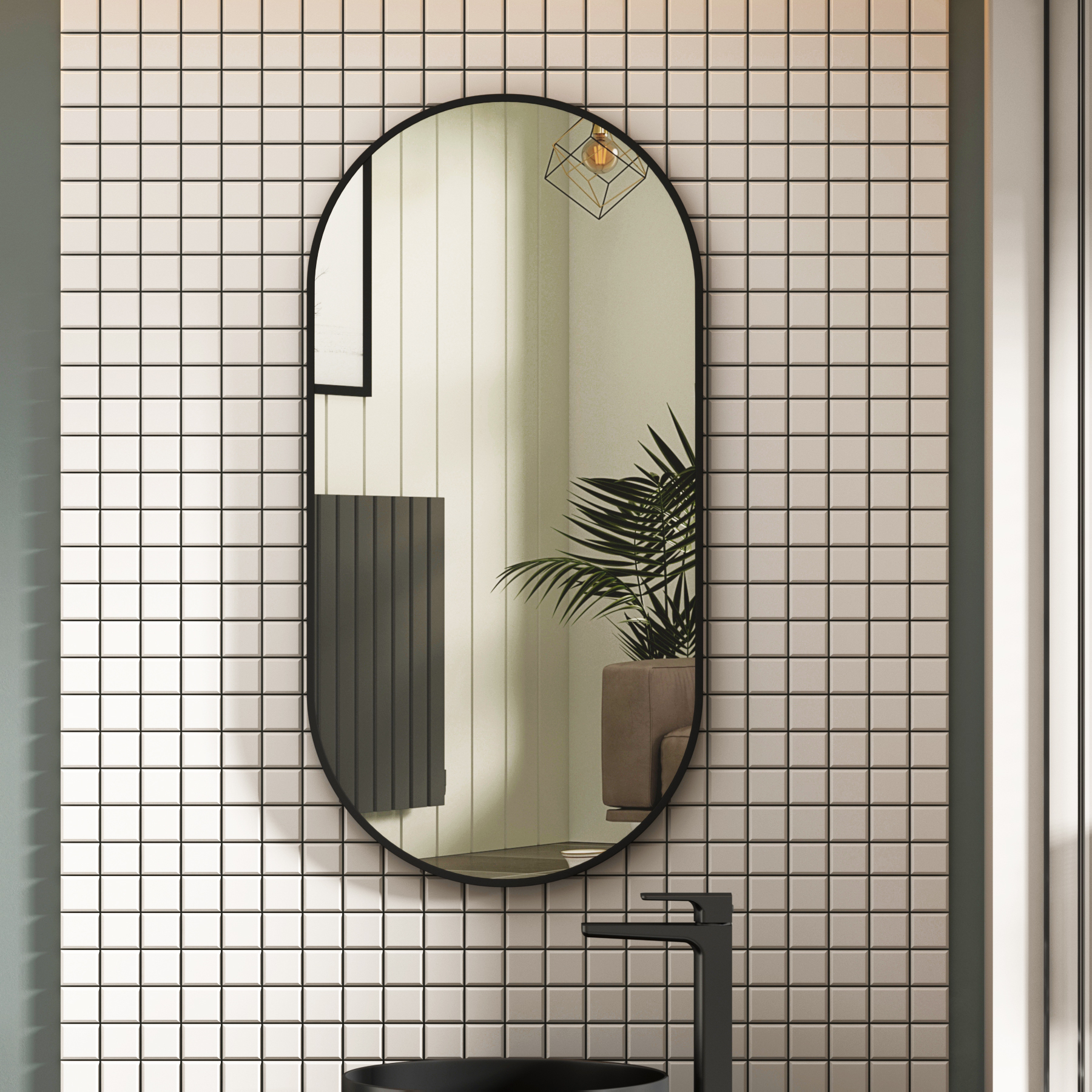 Elmore 900 x 450mm Matt Black Aluminum Framed Bathroom Mirror Minimalist Design - Capsule