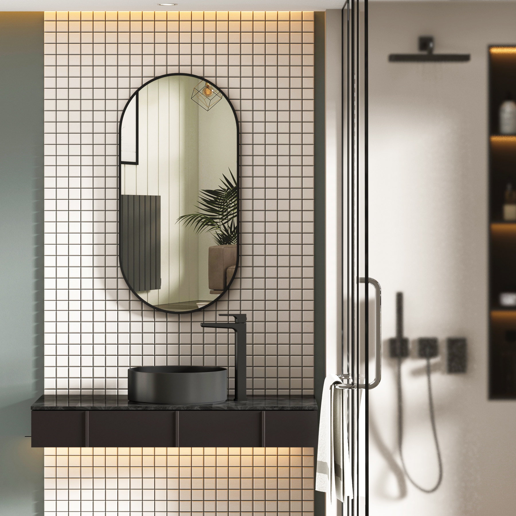 Elmore 450 x 900mm Aluminum Framed Bathroom Mirror Minimalist Capsule Design - Multiple Colours