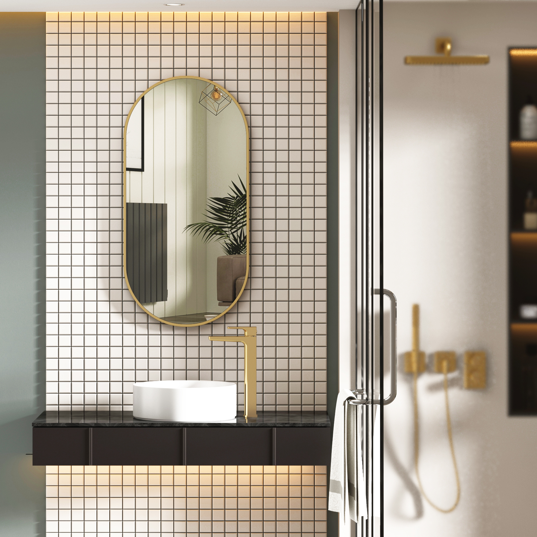 Elmore 450 x 900mm Aluminum Framed Bathroom Mirror Minimalist Capsule Design - Multiple Colours