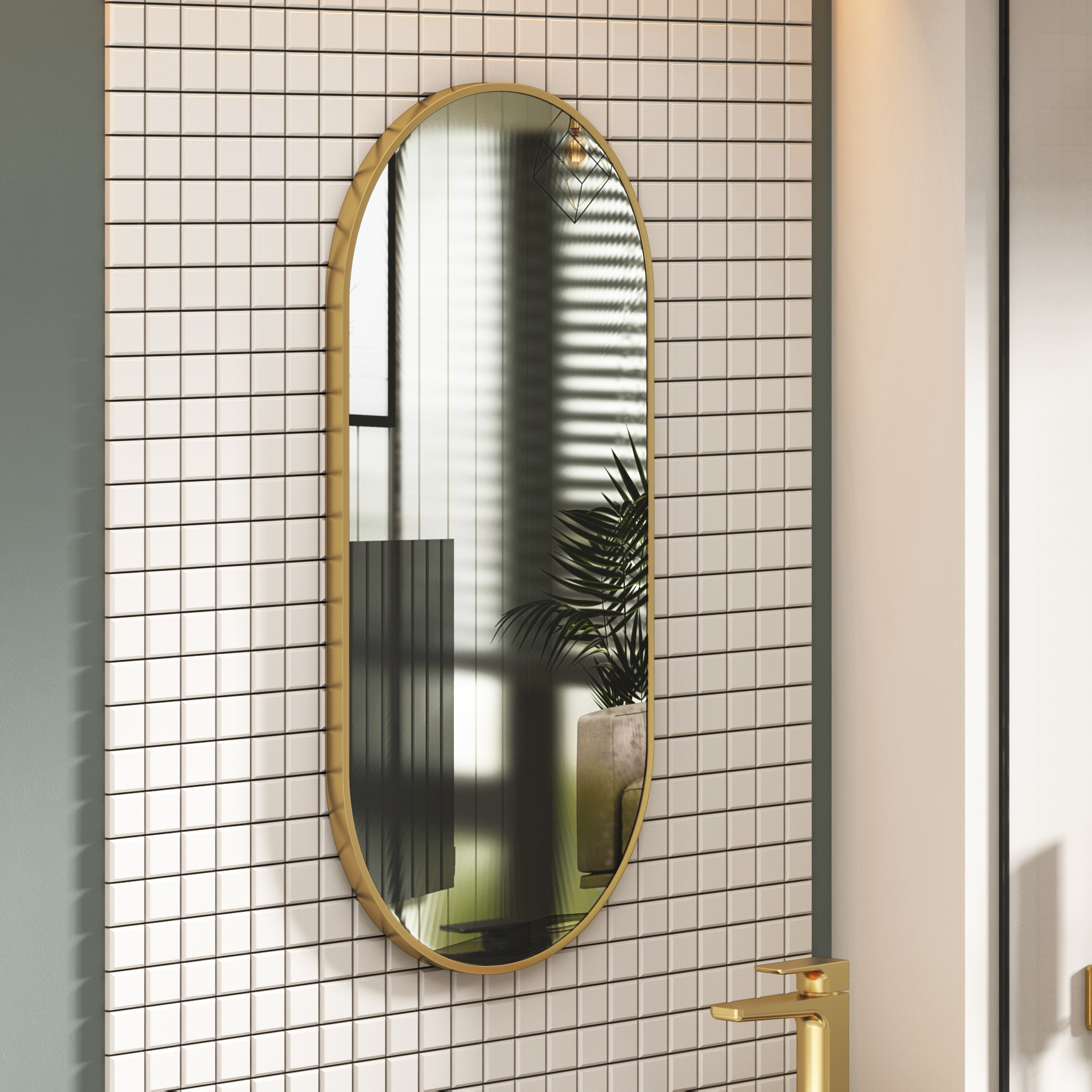 Elmore 450 x 900mm Aluminum Framed Bathroom Mirror Minimalist Capsule Design - Multiple Colours