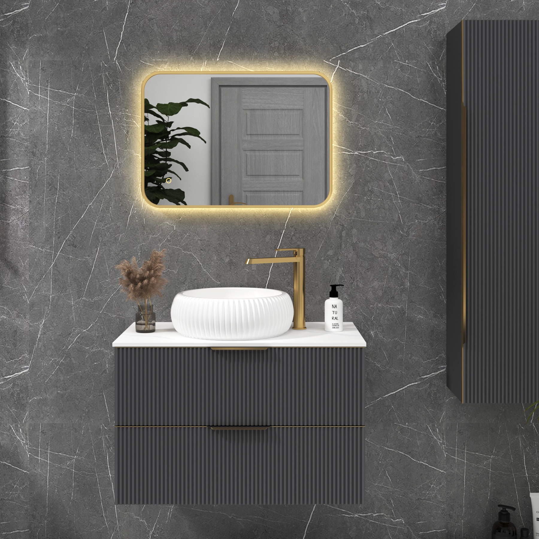 Luton Backlit LED Illuminated Rectangular Framed Bathroom Mirror with Demister Pad & Touch Sensor  - Multiple Colours & Sizes