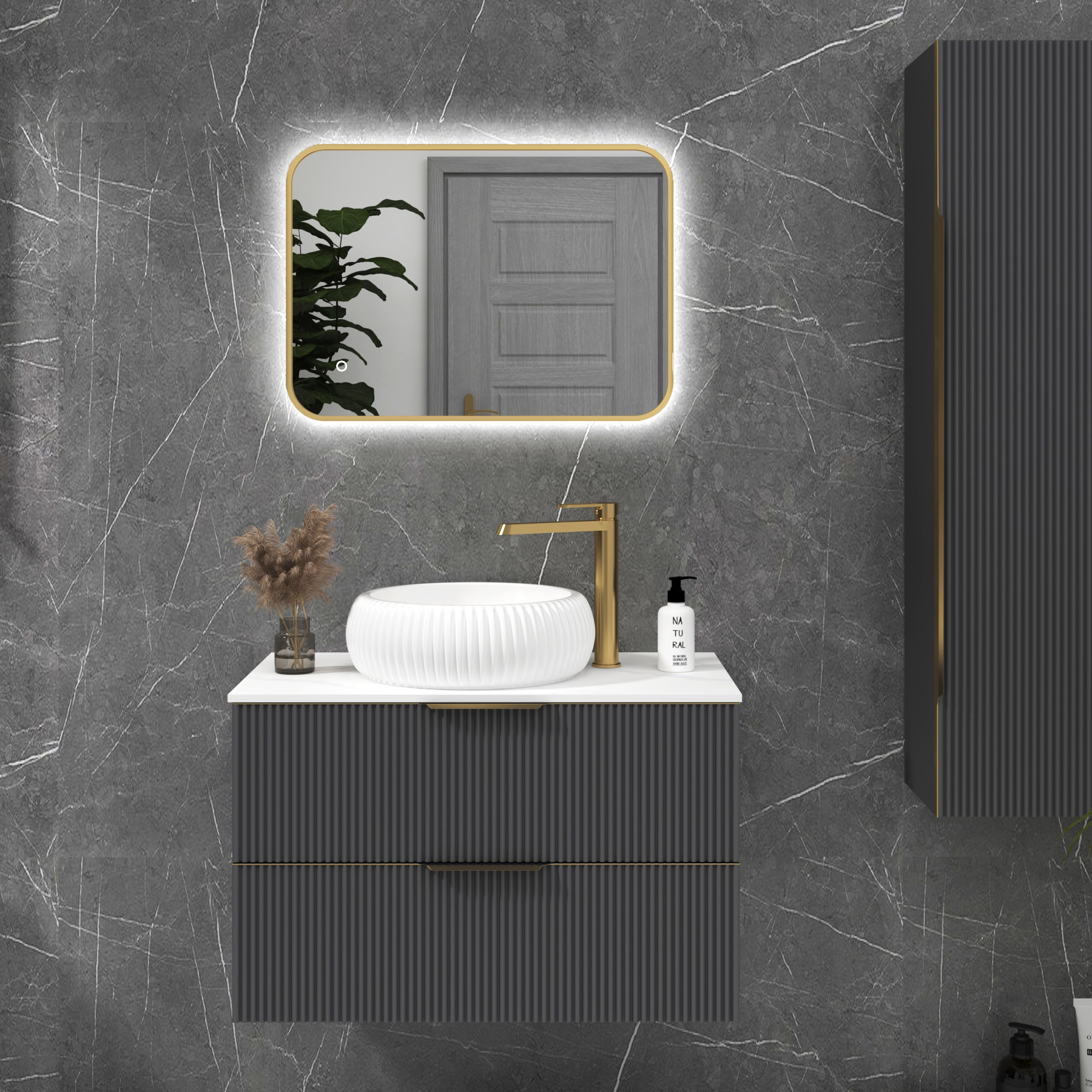 Luton Backlit LED Illuminated Rectangular Framed Bathroom Mirror with Demister Pad & Touch Sensor  - Multiple Colours & Sizes
