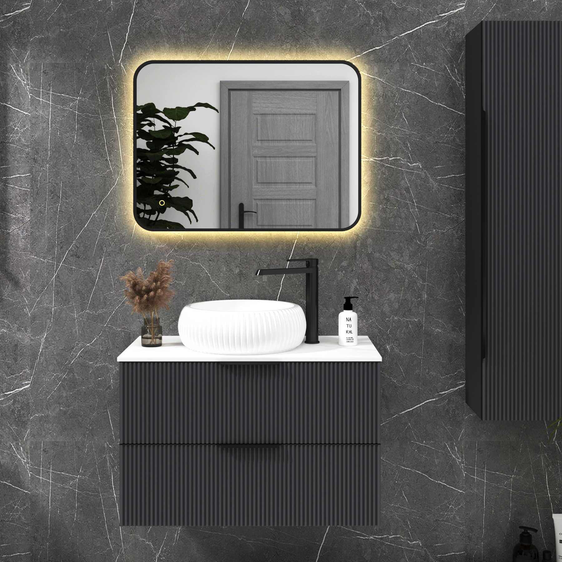 Luton Backlit LED Illuminated Rectangular Framed Bathroom Mirror with Demister Pad & Touch Sensor  - Multiple Colours & Sizes