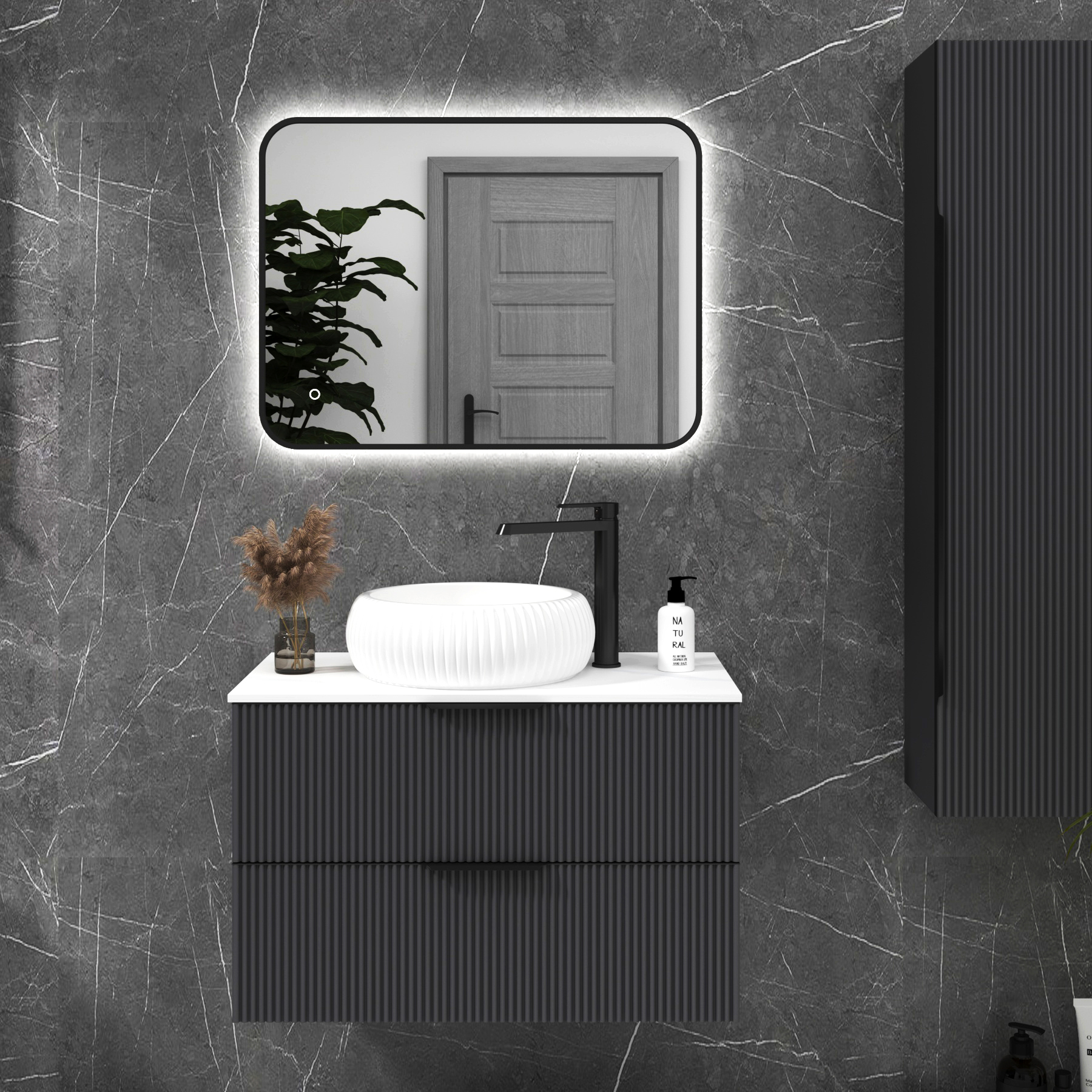 Luton Backlit LED Illuminated Rectangular Framed Bathroom Mirror with Demister Pad & Touch Sensor  - Multiple Colours & Sizes