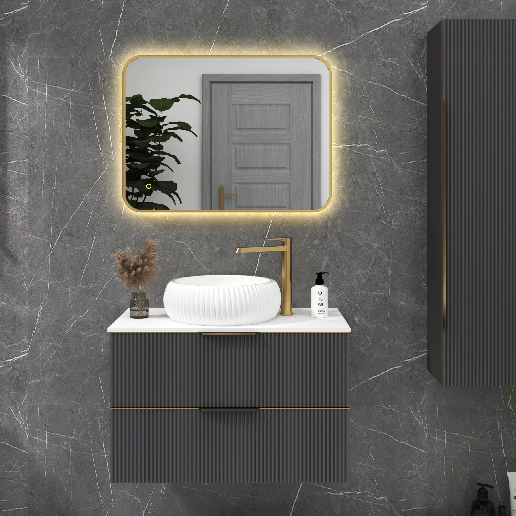 Luton Backlit LED Illuminated Rectangular Framed Bathroom Mirror with Demister Pad & Touch Sensor  - Multiple Colours & Sizes