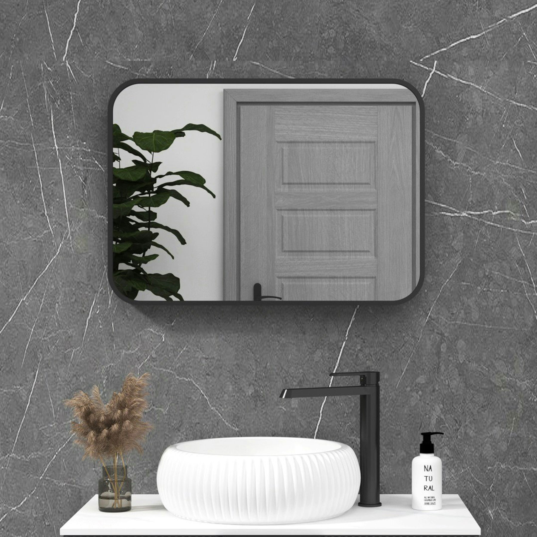 Elmore Framed Bathroom Mirror Rectangular Minimalist Design - Multiple Colours & Sizes