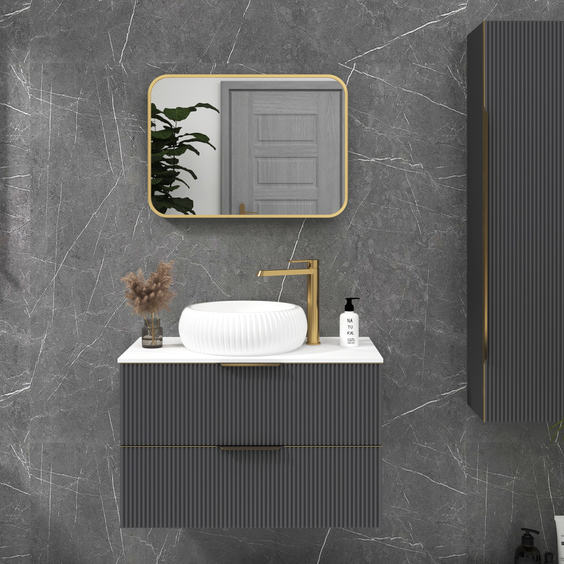Elmore Framed Bathroom Mirror Rectangular Minimalist Design - Multiple Colours & Sizes