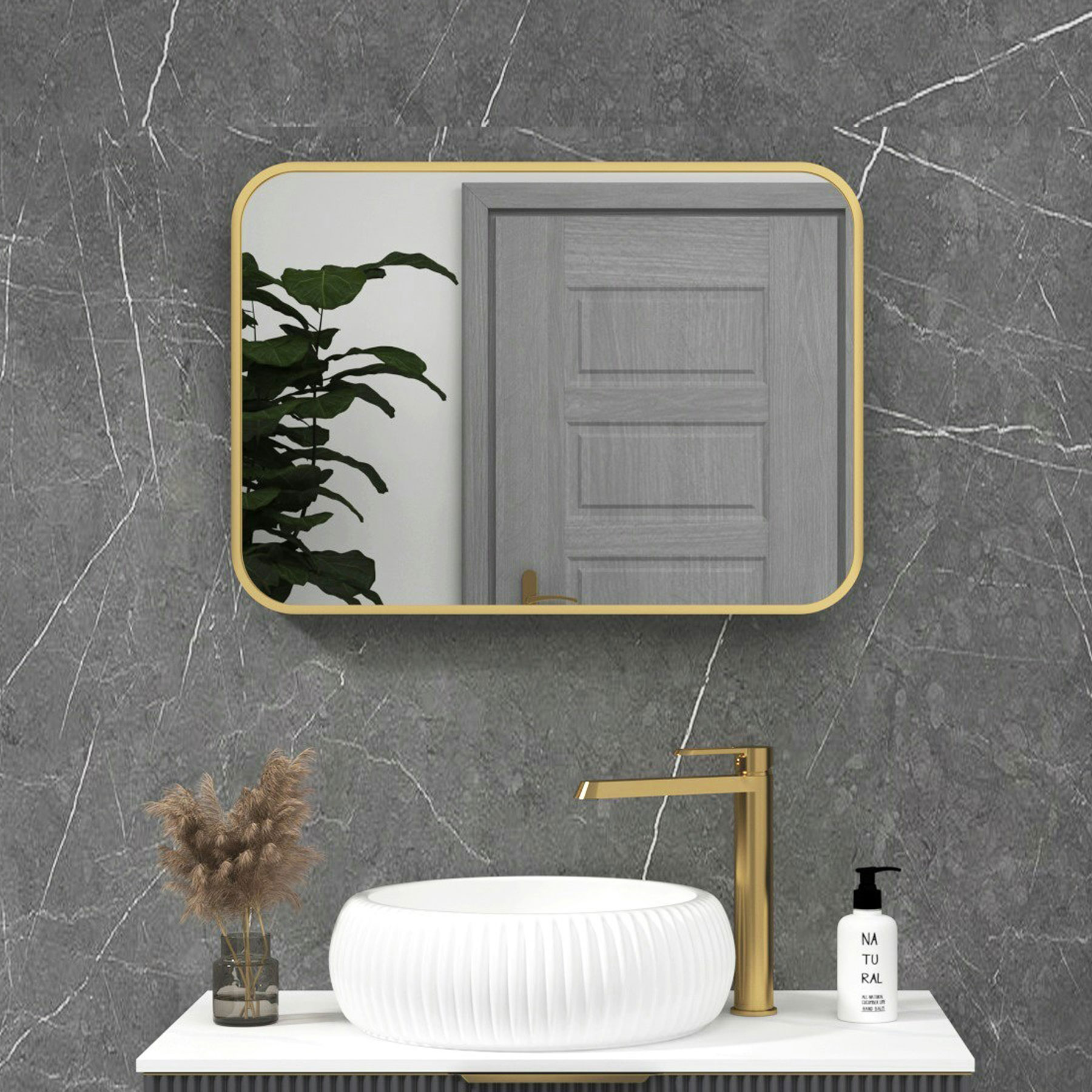 Elmore Framed Bathroom Mirror Rectangular Minimalist Design - Multiple Colours & Sizes