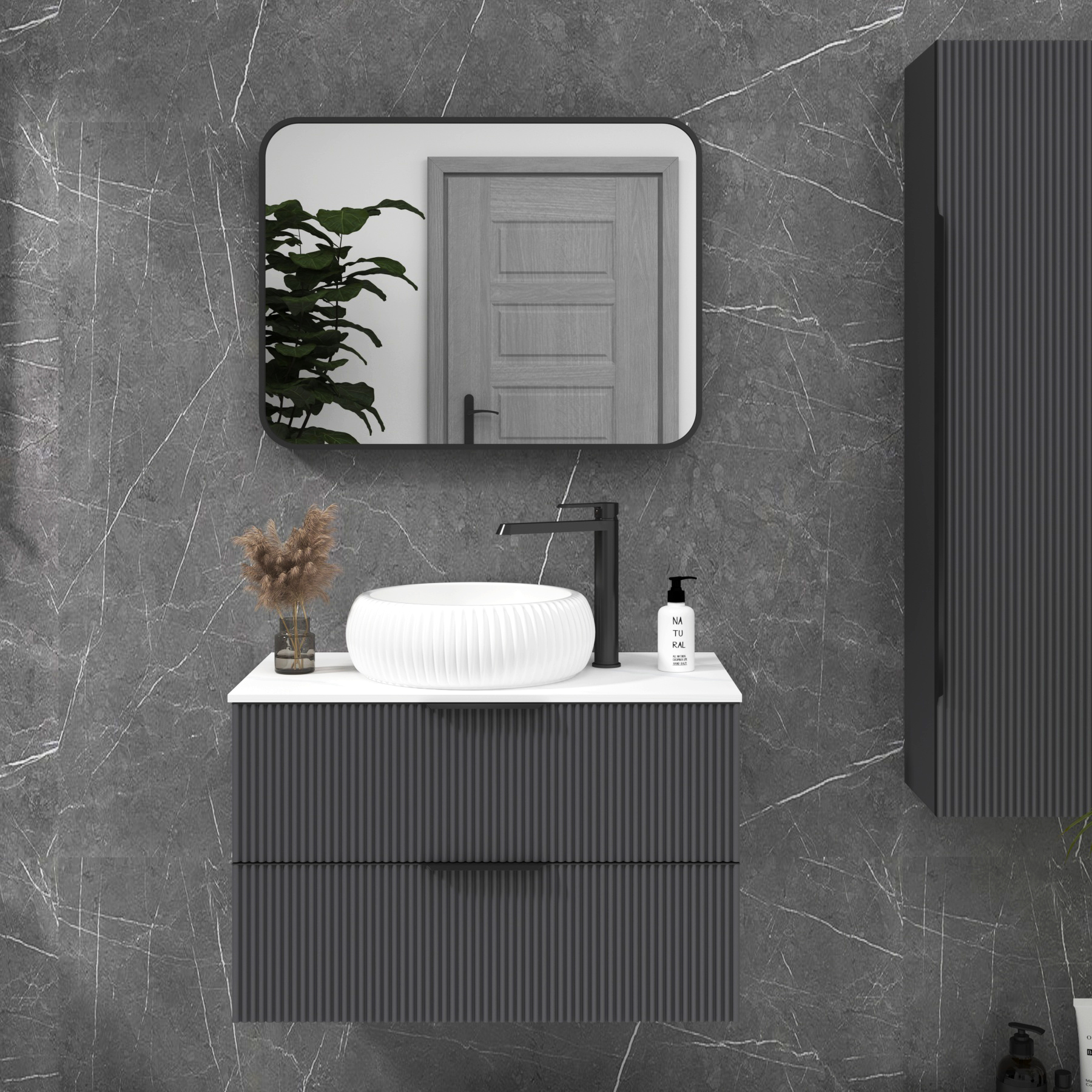Elmore Framed Bathroom Mirror Rectangular Minimalist Design - Multiple Colours & Sizes