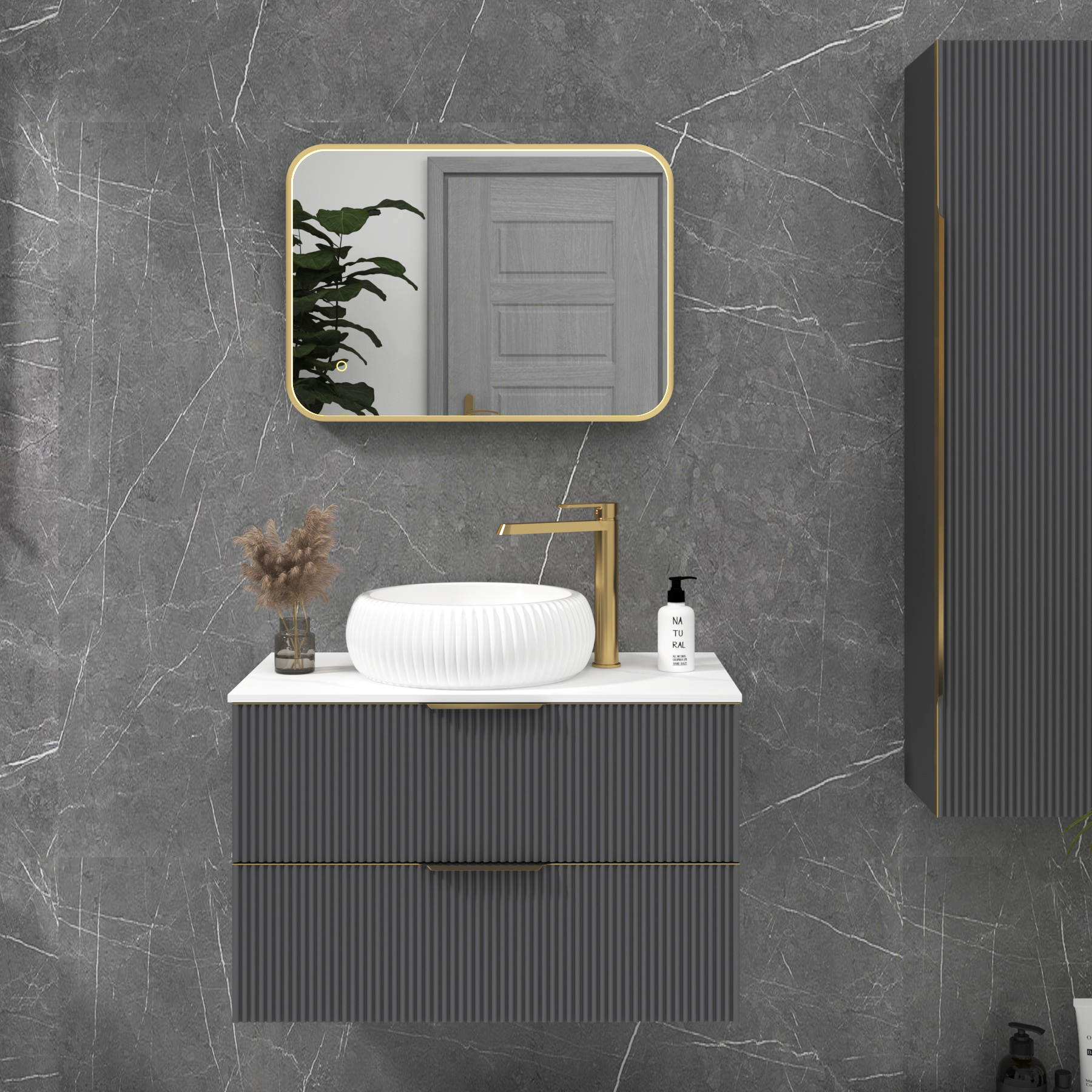 Luxor Framed Rectangular Mirror Within Frame LED, Touch Sensor & Demister Pad  - Multiple Colours & Sizes