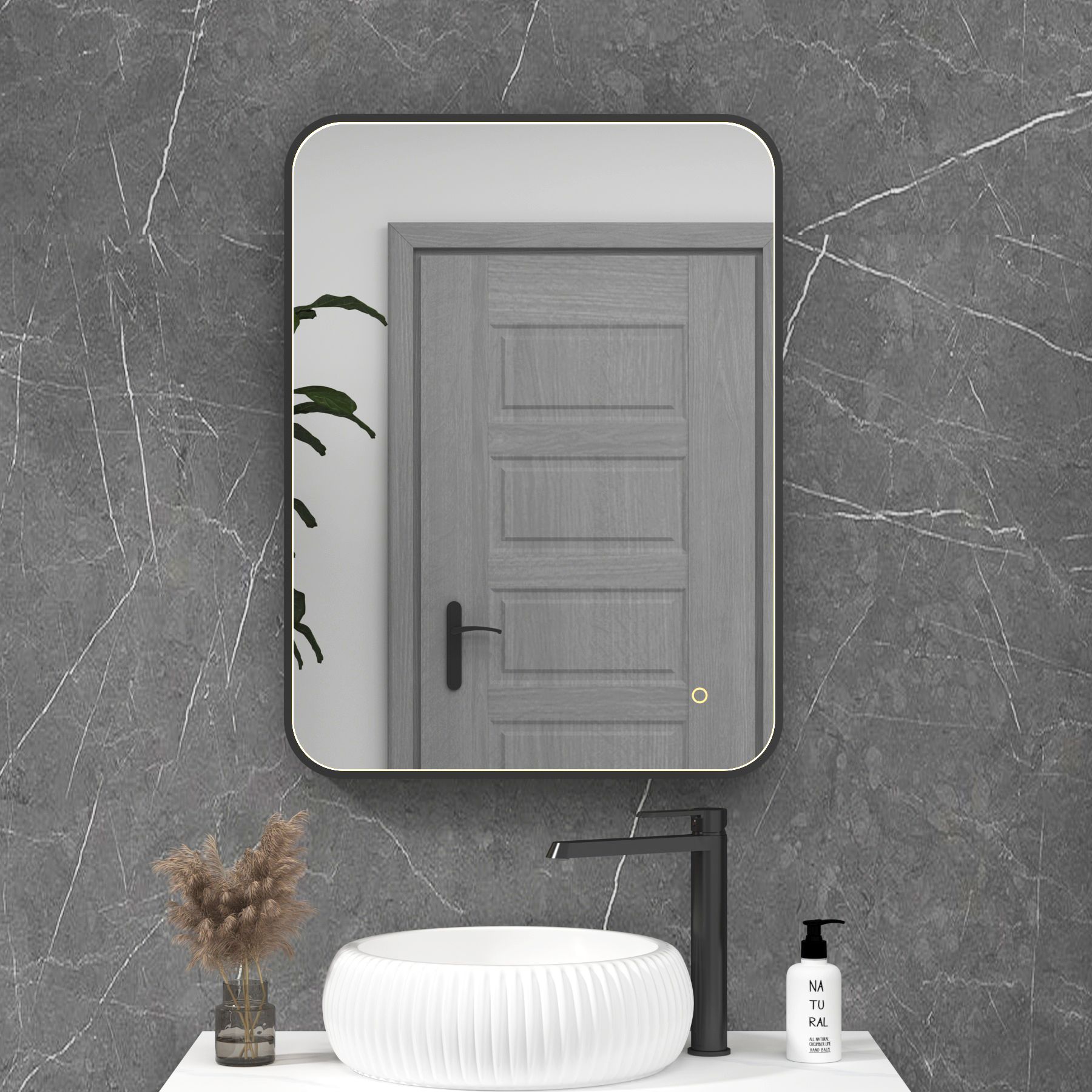 Luxor Framed Rectangular Bathroom Mirror Within Frame LED, Touch Sensor & Demister Pad  - Multiple Colours & Sizes