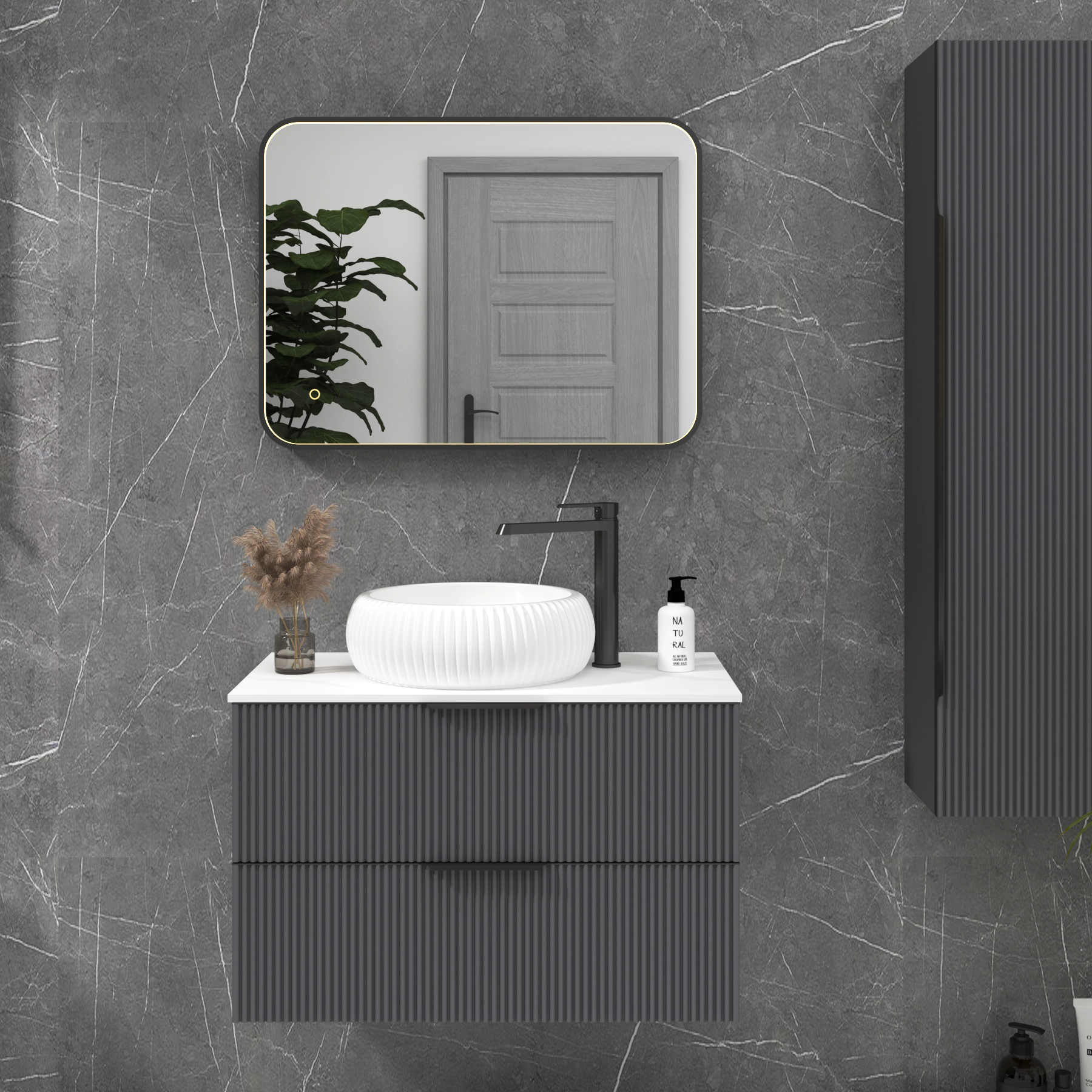 Luxor Framed Rectangular Mirror Within Frame LED, Touch Sensor & Demister Pad  - Multiple Colours & Sizes