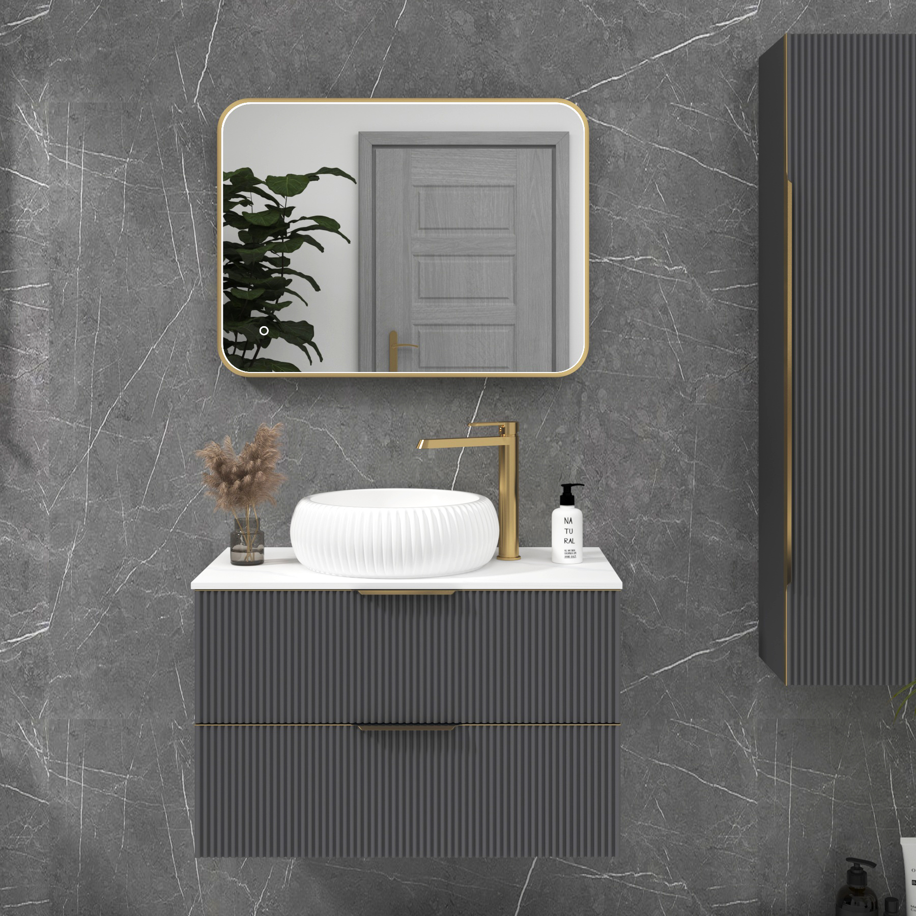 Luxor Framed Rectangular Mirror Within Frame LED, Touch Sensor & Demister Pad  - Multiple Colours & Sizes