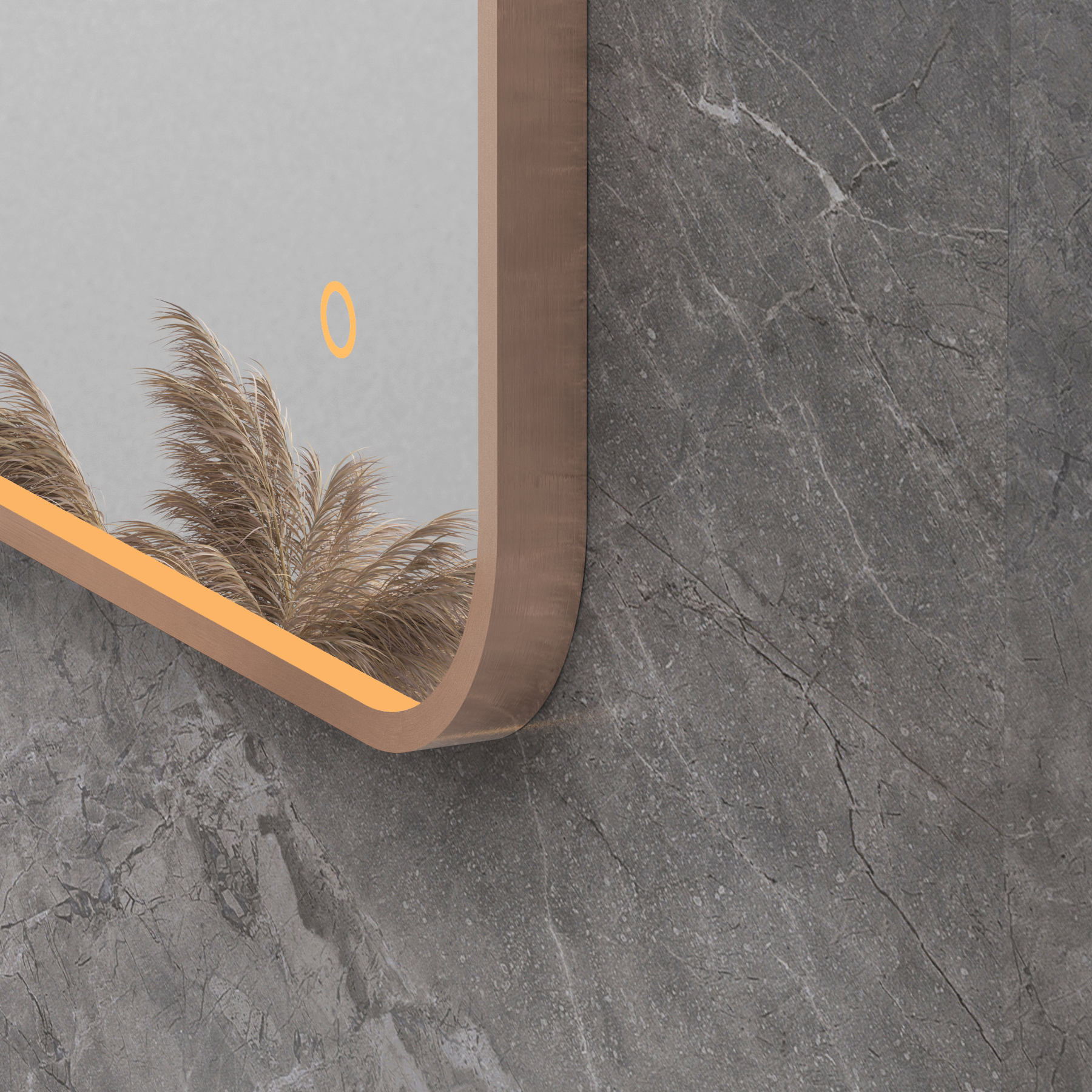 Luxor 500 x 700mm Brushed Bronze Framed Illuminated Rectangular Mirror Within Frame LED, Touch Sensor & Demister Pad