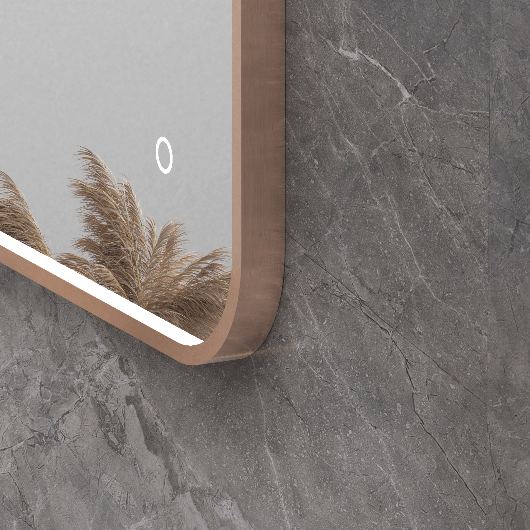 Luxor 500 x 700mm Brushed Bronze Framed Illuminated Rectangular Mirror Within Frame LED, Touch Sensor & Demister Pad
