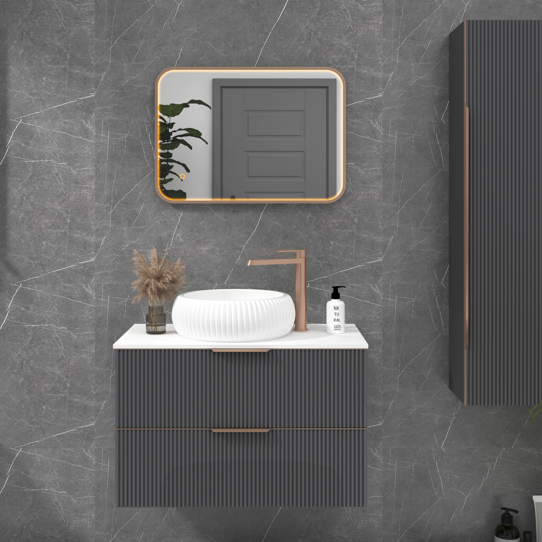 Luxor Framed Rectangular Mirror Within Frame LED, Touch Sensor & Demister Pad  - Multiple Colours & Sizes