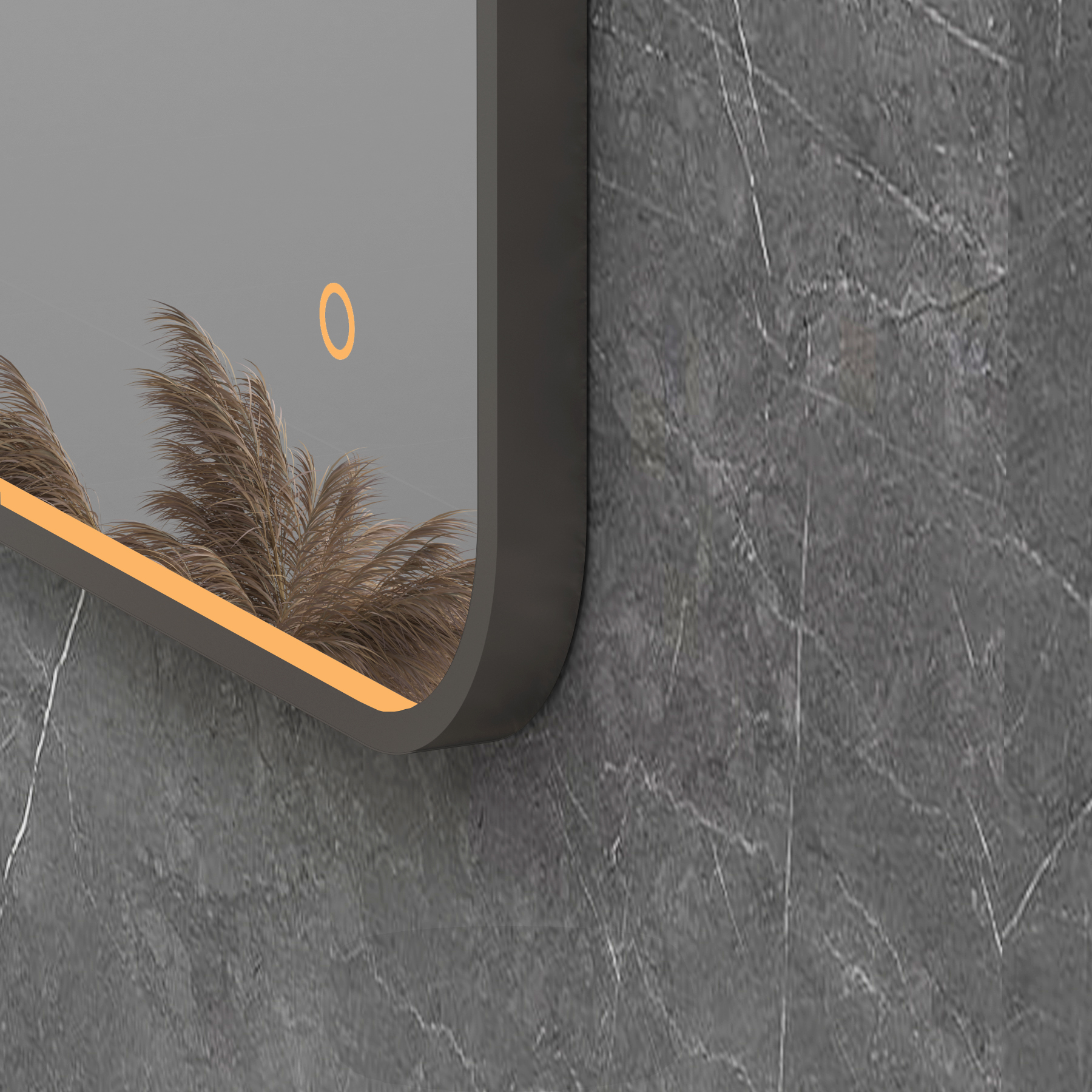 Luxor 500 x 700mm Gun Metal Grey Framed Illuminated Rectangular Mirror Within Frame LED, Touch Sensor & Demister Pad
