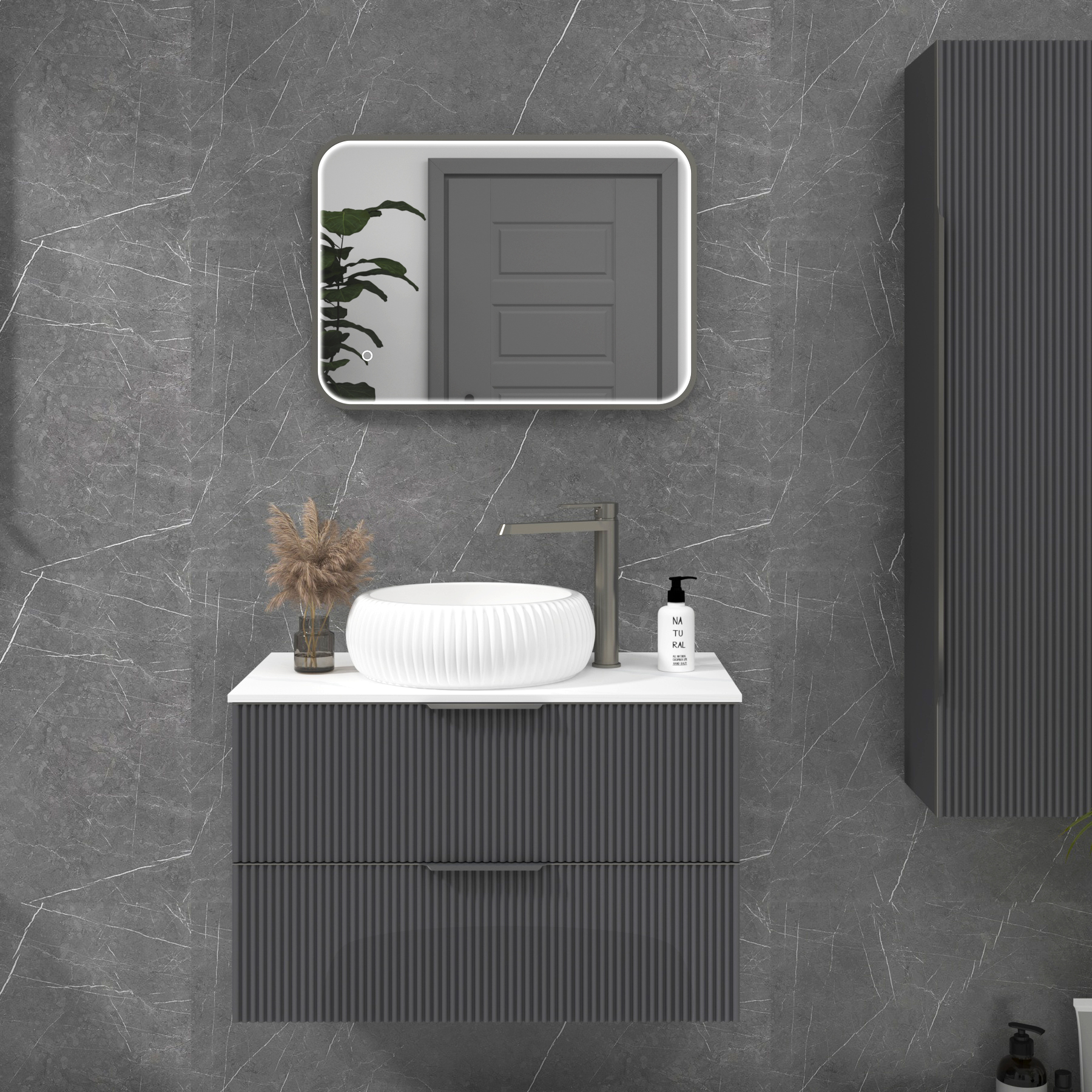 Luxor Framed Rectangular Mirror Within Frame LED, Touch Sensor & Demister Pad  - Multiple Colours & Sizes