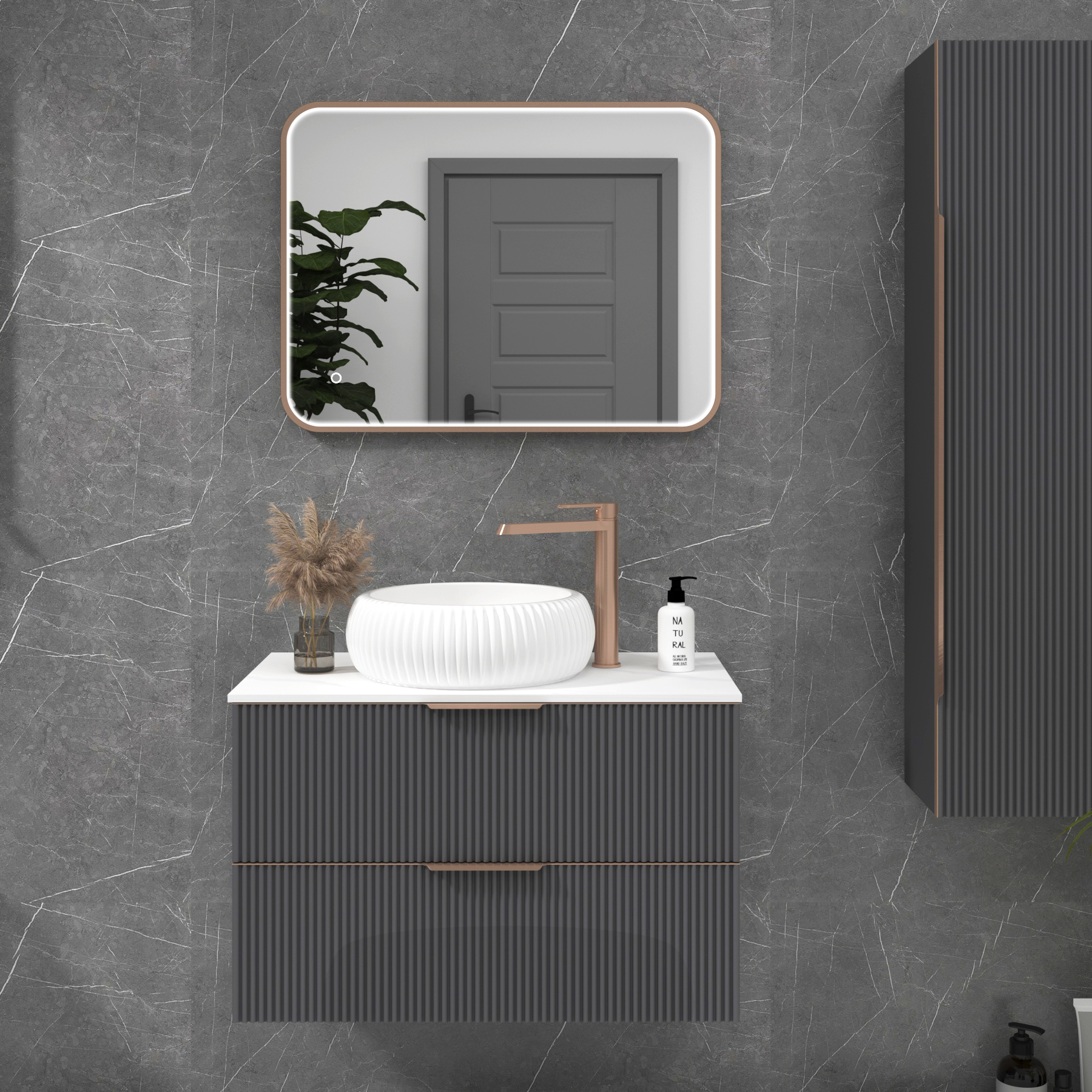 Luxor Framed Rectangular Mirror Within Frame LED, Touch Sensor & Demister Pad  - Multiple Colours & Sizes