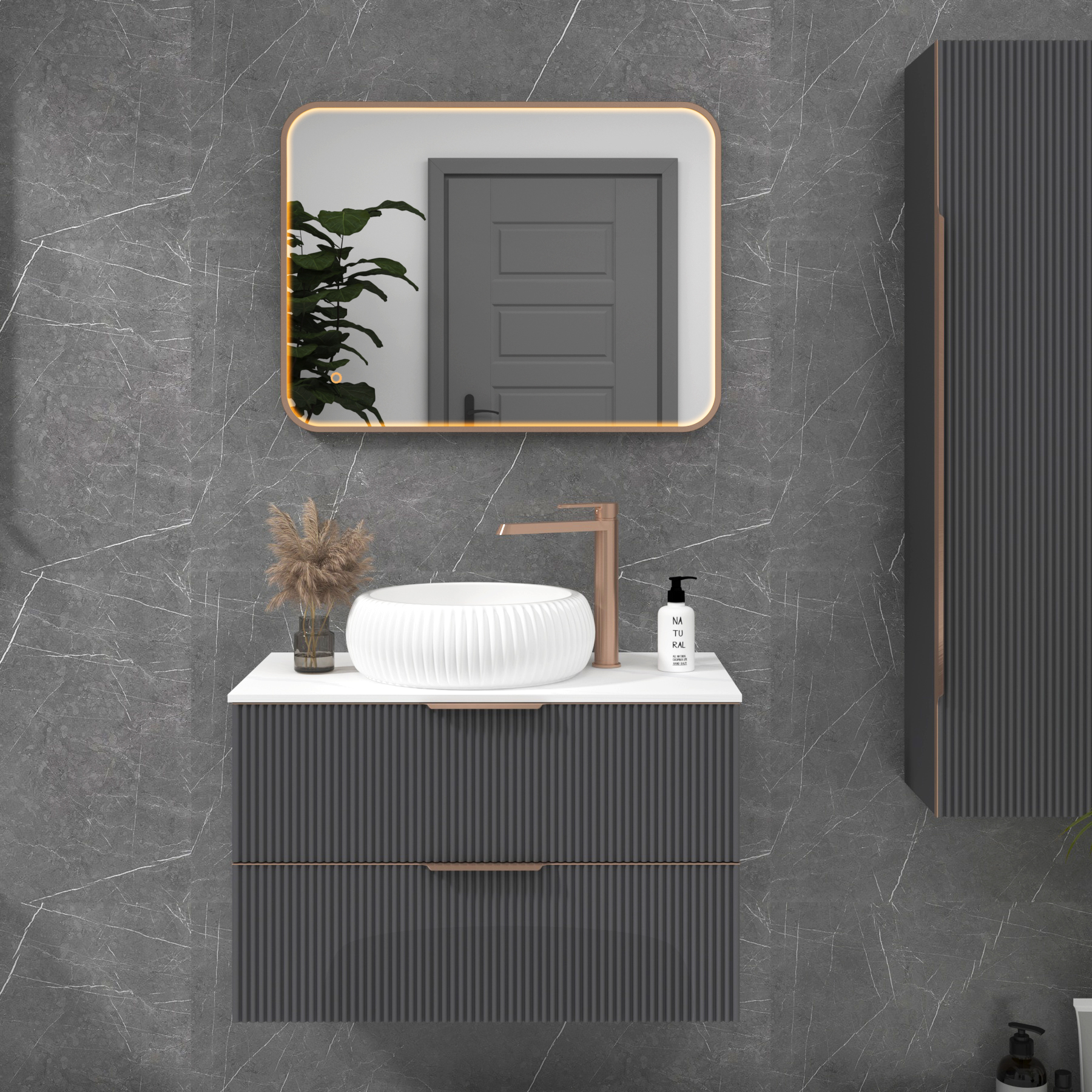 Luxor Framed Rectangular Bathroom Mirror Within Frame LED, Touch Sensor & Demister Pad  - Multiple Colours & Sizes