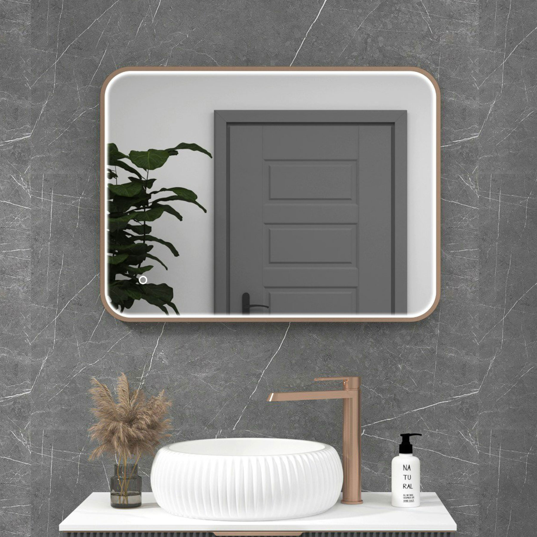 Luxor Framed Rectangular Mirror Within Frame LED, Touch Sensor & Demister Pad  - Multiple Colours & Sizes