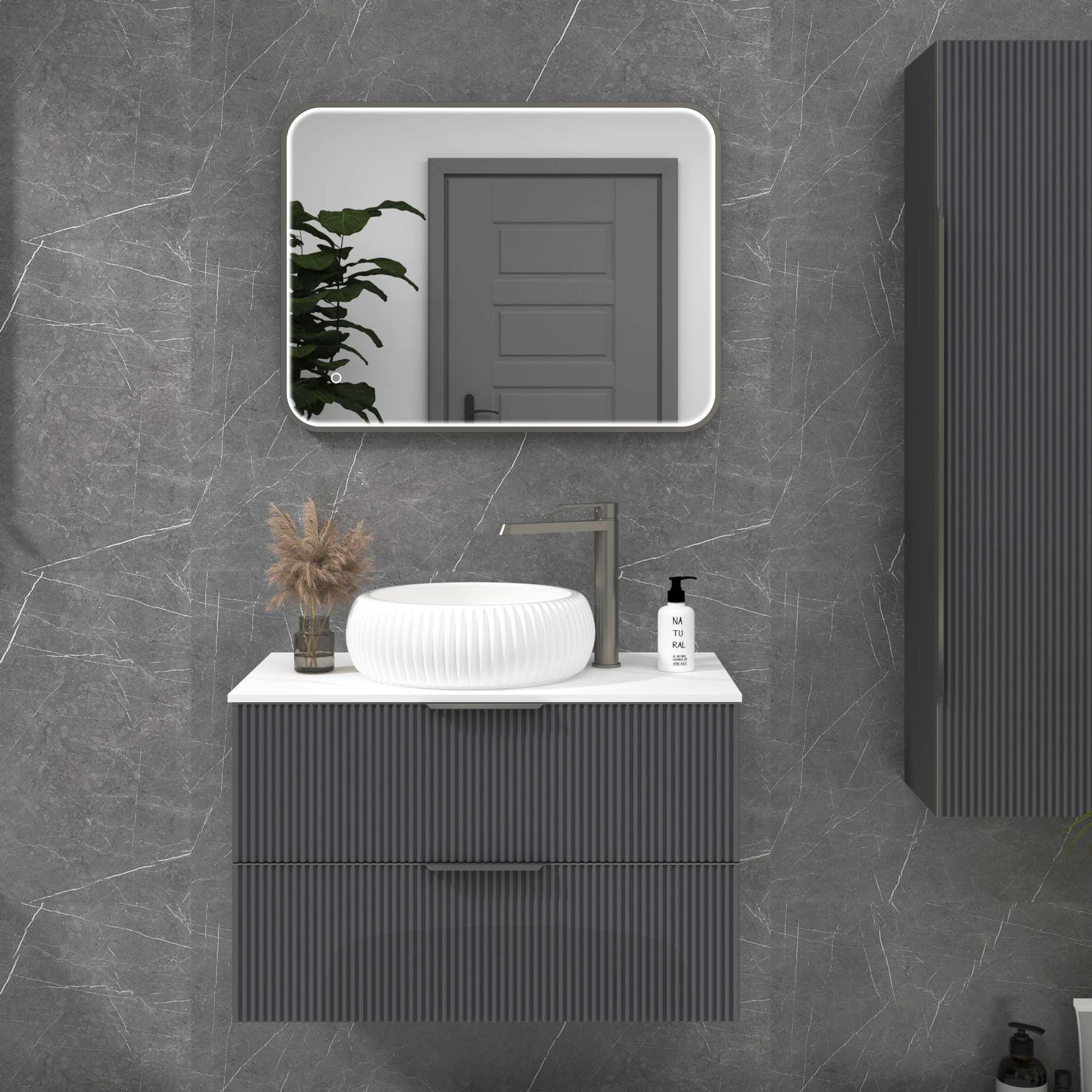 Luxor Framed Rectangular Bathroom Mirror Within Frame LED, Touch Sensor & Demister Pad  - Multiple Colours & Sizes