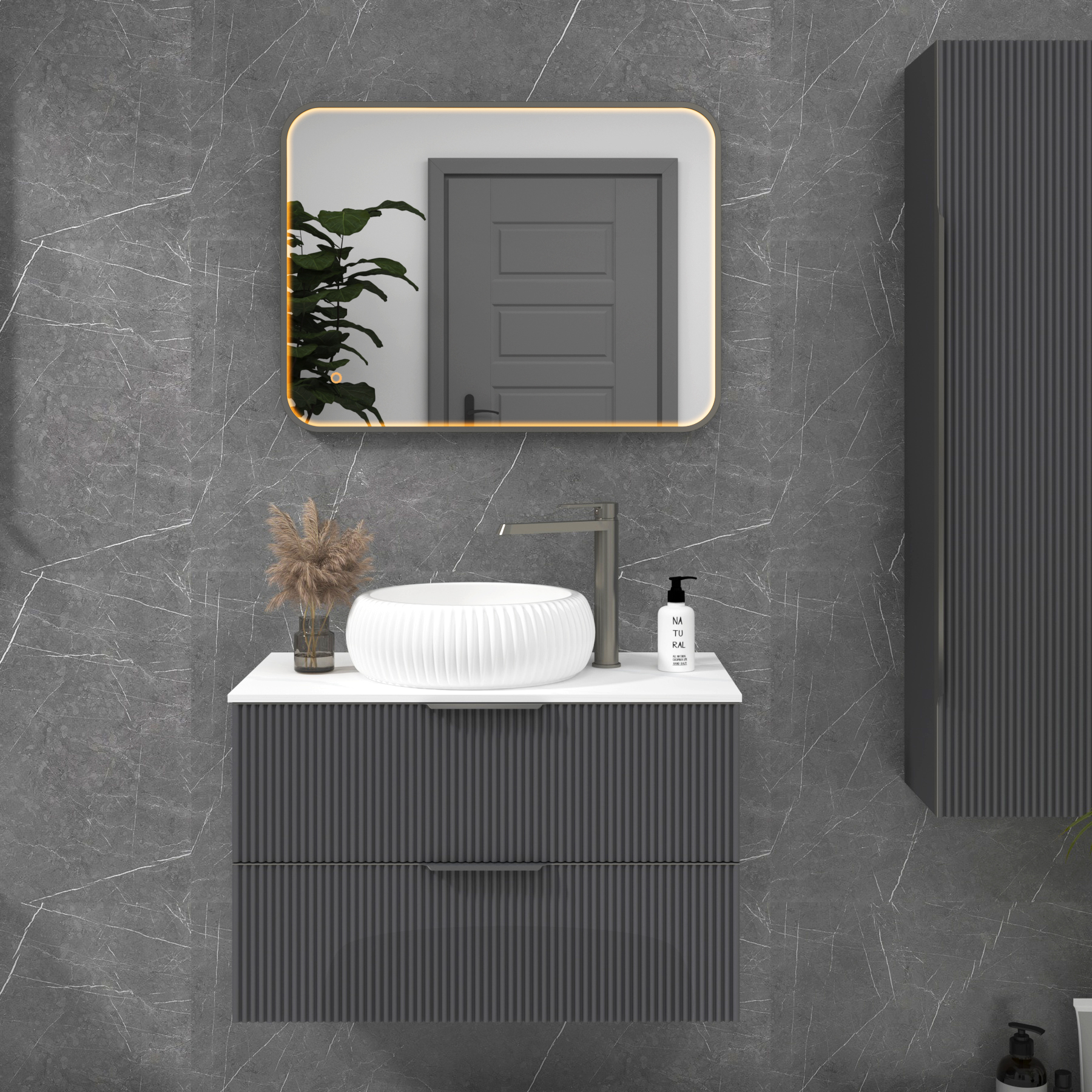 Luxor Framed Rectangular Mirror Within Frame LED, Touch Sensor & Demister Pad  - Multiple Colours & Sizes