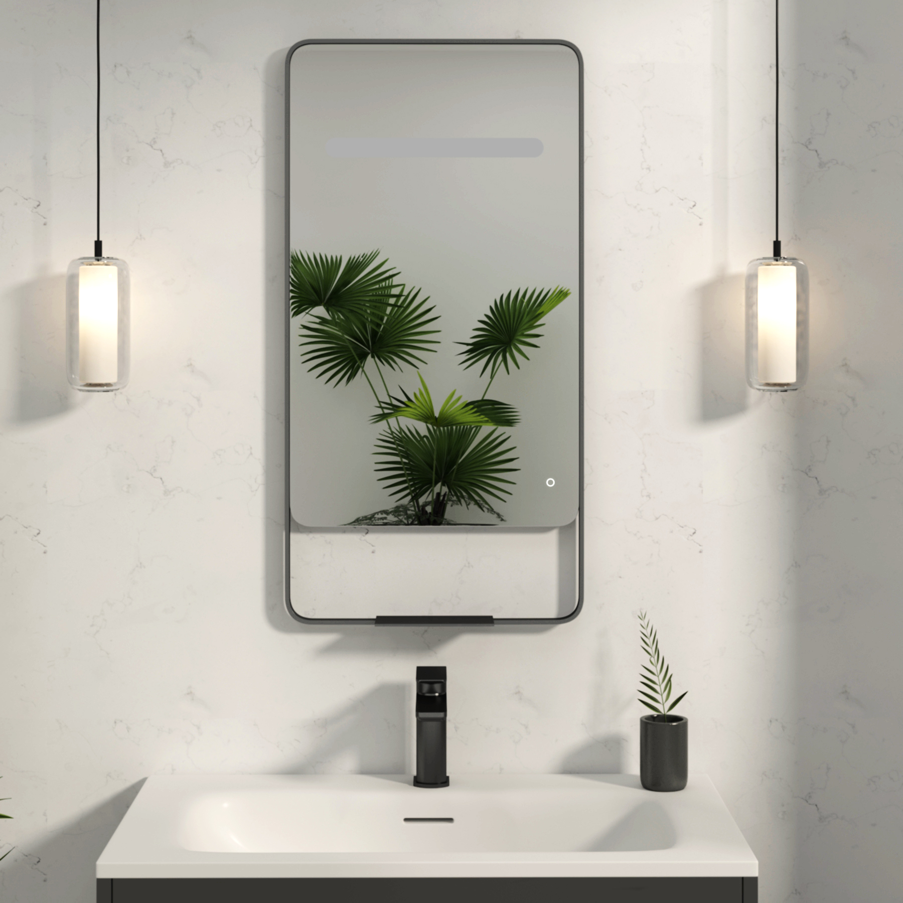 Verona 900 x 460mm Back & Front Lit LED Framed Mirror with Integrated Light Bar, Demister Pad & Touch Sensor - Multiple Colours