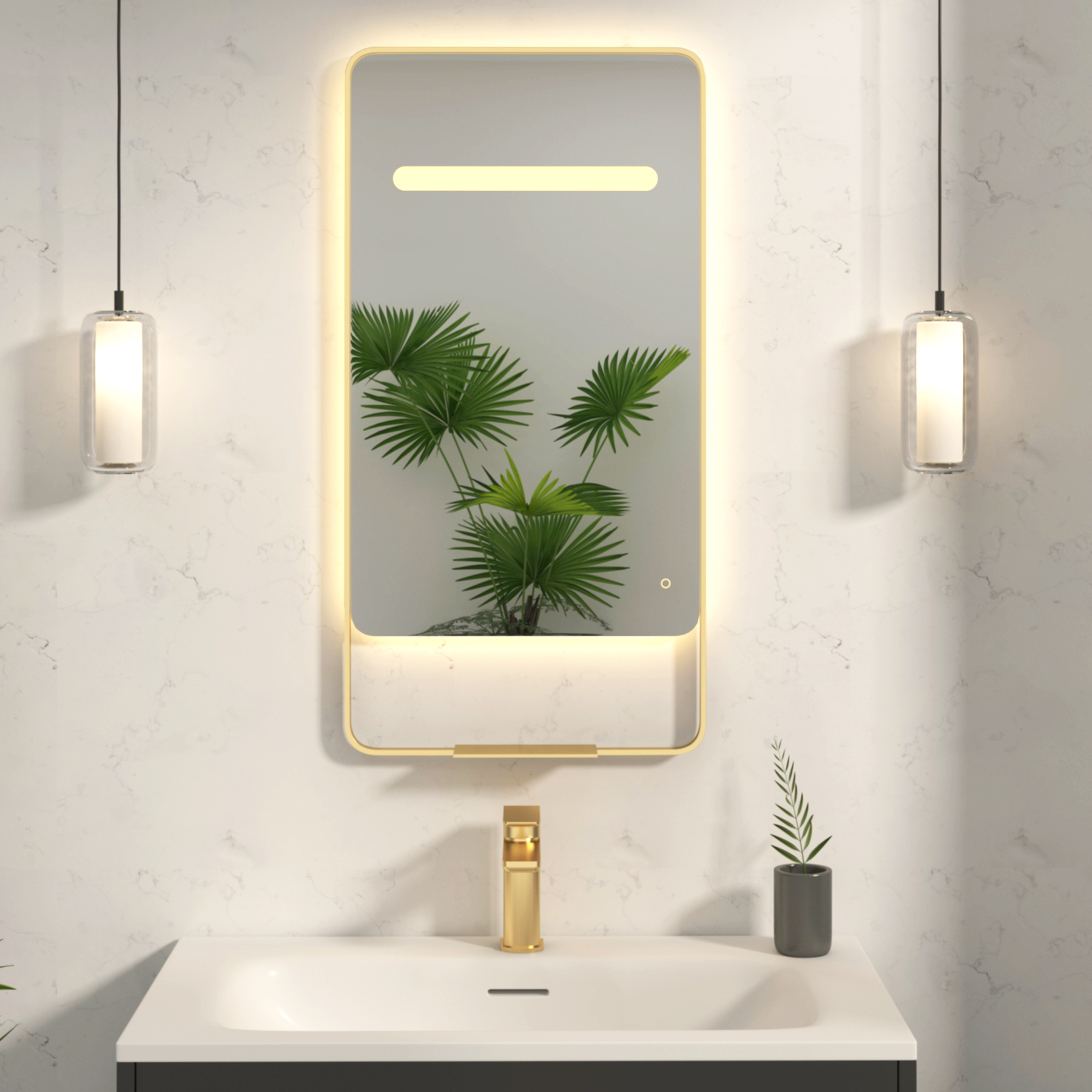 Verona 900 x 460mm Back & Front Lit LED Framed Mirror with Integrated Light Bar, Demister Pad & Touch Sensor - Multiple Colours