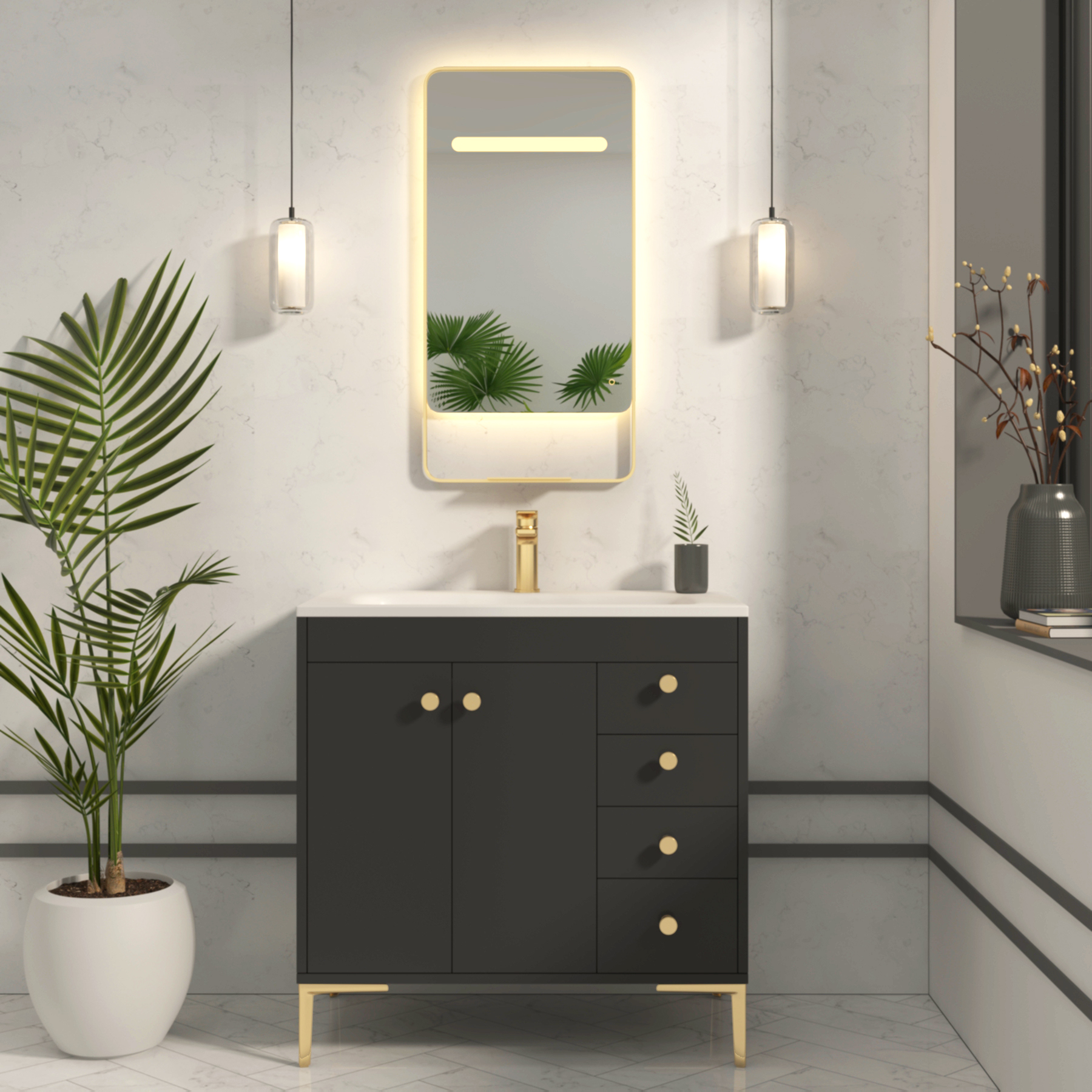 Verona 900 x 460mm Back & Front Lit LED Framed Mirror with Integrated Light Bar, Demister Pad & Touch Sensor - Multiple Colours