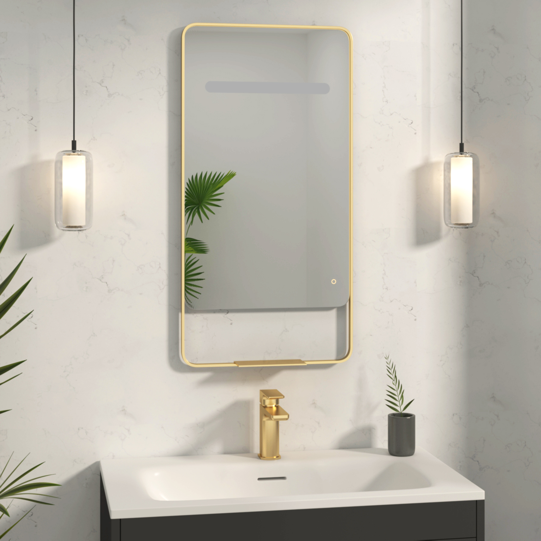 Verona 900 x 460mm Back & Front Lit LED Framed Mirror with Integrated Light Bar, Demister Pad & Touch Sensor - Multiple Colours