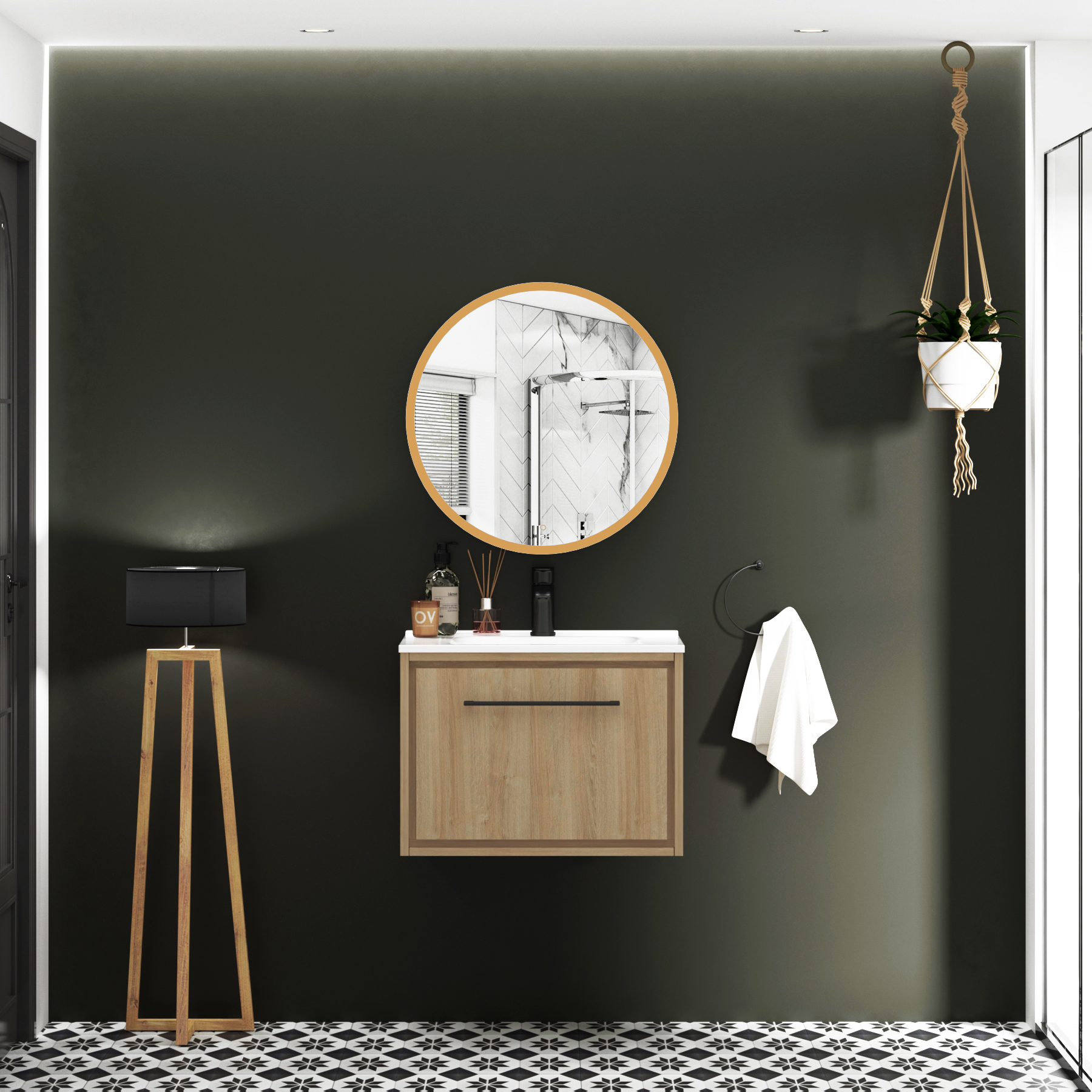 Avenza Frontlit Framed LED Cabinet Illuminated Round Mirror with Demister Pad & Touch Sensor