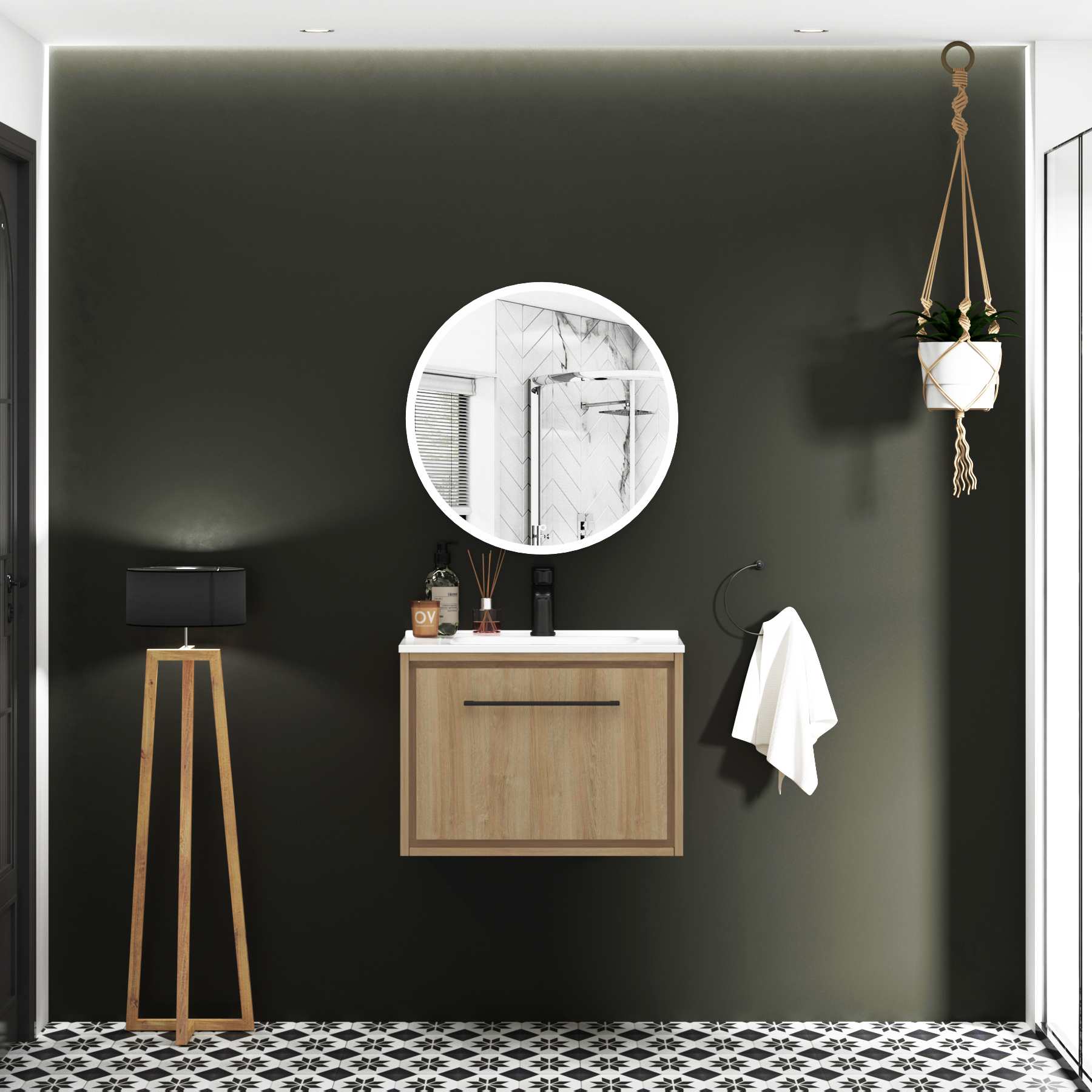 Avenza Frontlit Framed LED Cabinet Illuminated Round Mirror with Demister Pad & Touch Sensor