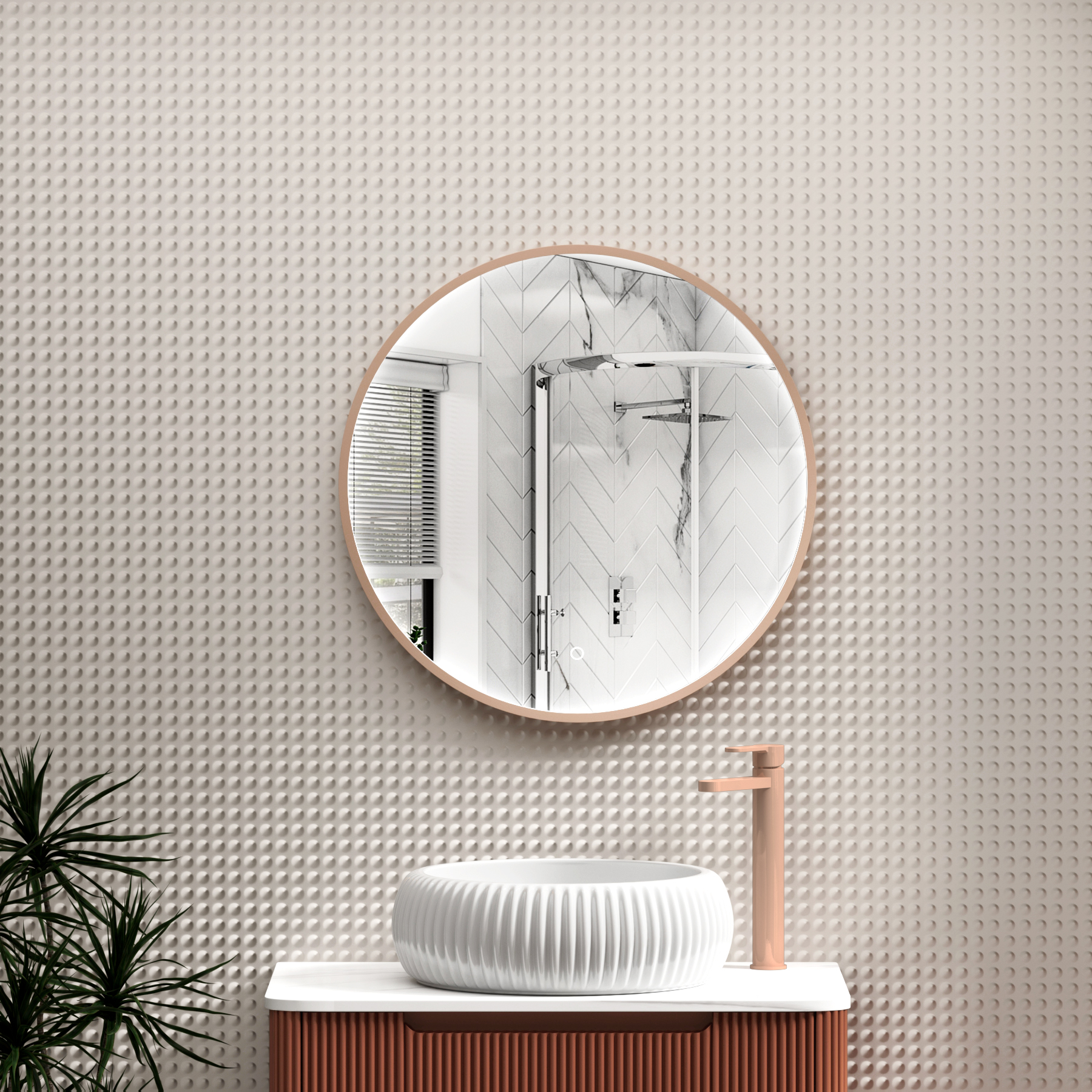 Luxor Round Framed Mirror Within Frame LED, Touch Sensor & Demister Pad - Multiple Colours & Sizes