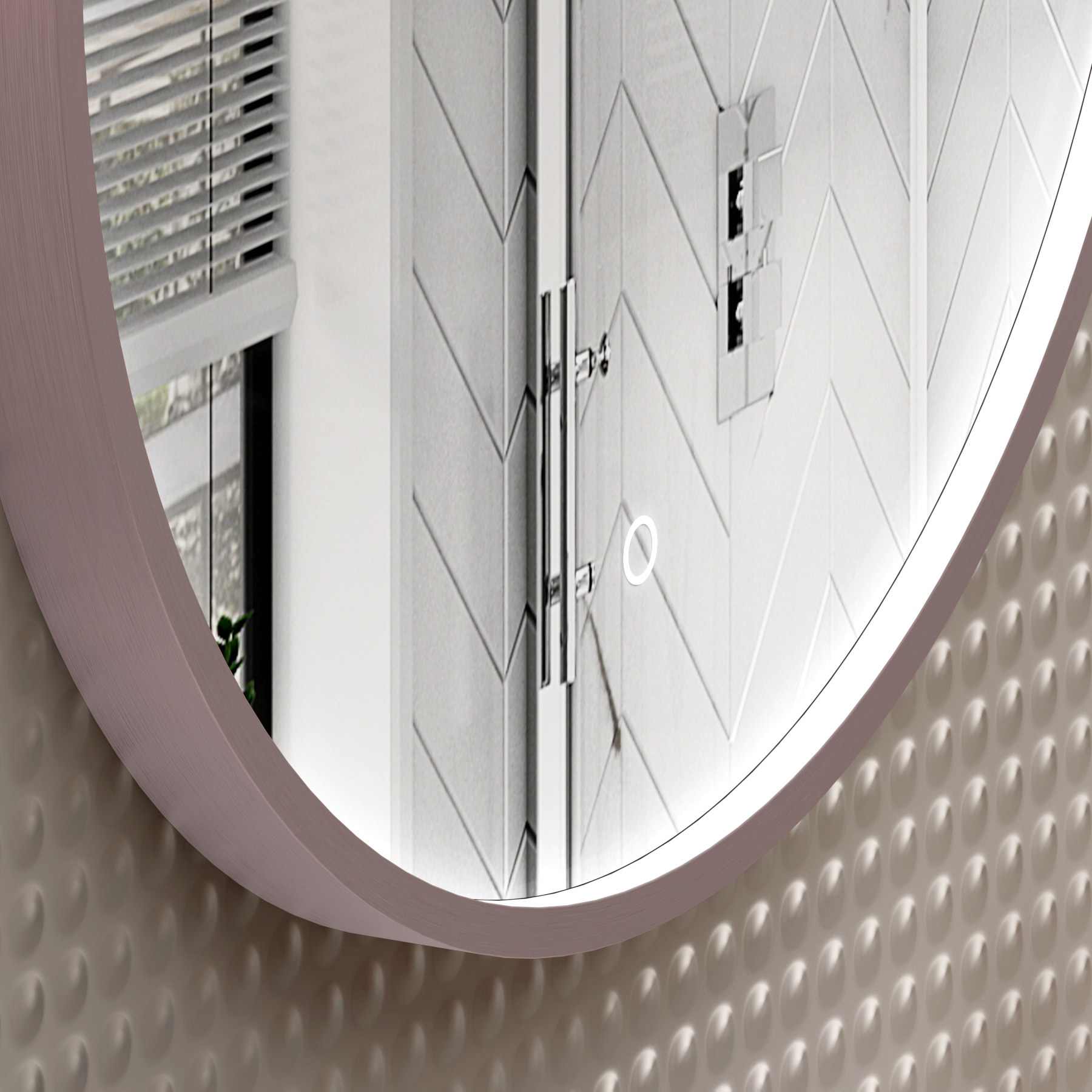 Luxor 600 x 600mm Brushed Bronze Round Framed Mirror Within Frame LED, Touch Sensor & Demister Pad