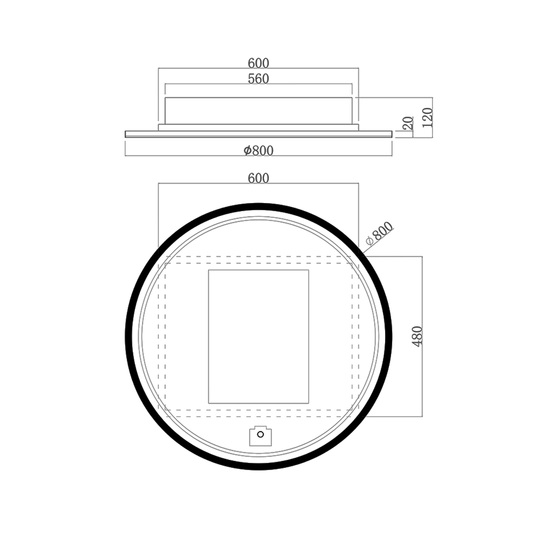 Luxor 600 x 600mm Brushed Bronze Round Framed Mirror Within Frame LED, Touch Sensor & Demister Pad