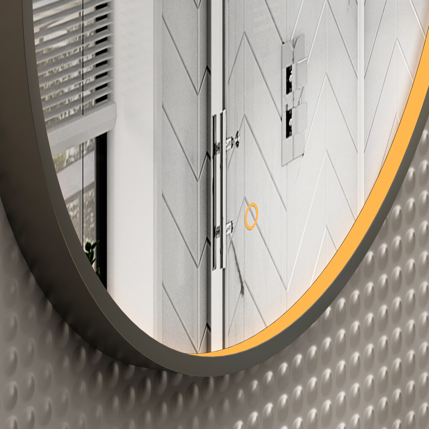 Luxor 800 x 800mm Gun Metal Grey Round Framed Mirror Within Frame LED, Touch Sensor & Demister Pad