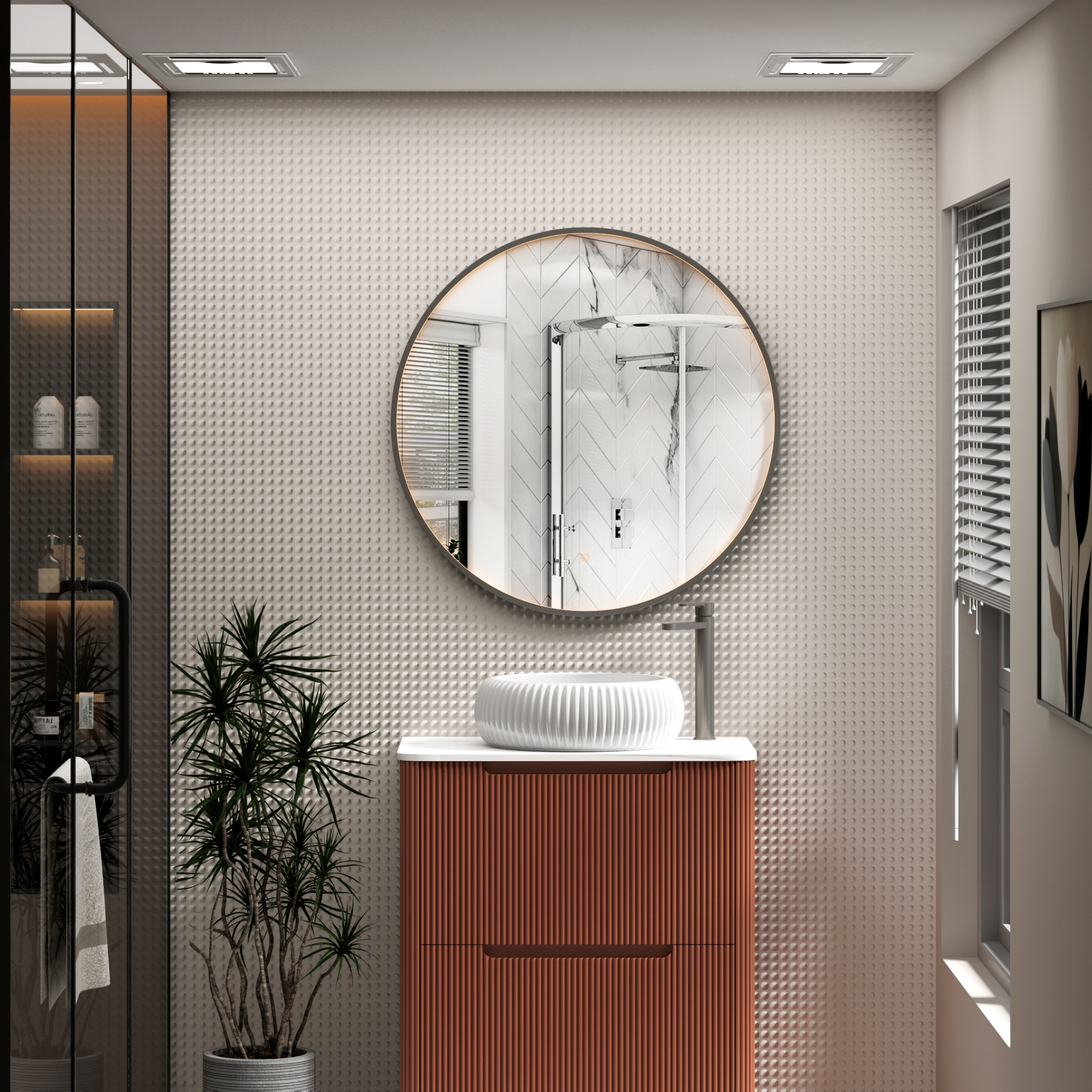 Luxor Round Framed Mirror Within Frame LED, Touch Sensor & Demister Pad - Multiple Colours & Sizes