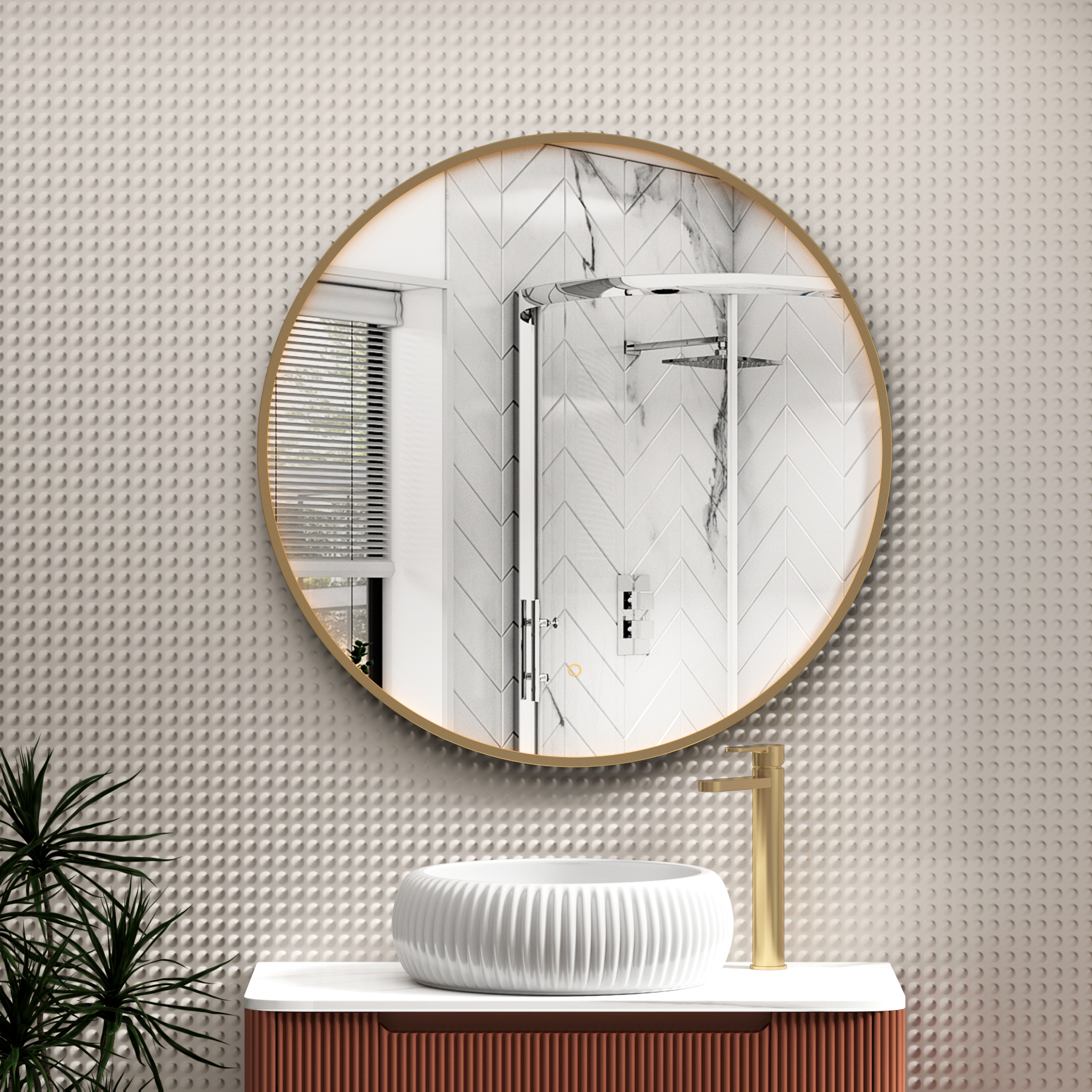 Luxor Round Framed Mirror Within Frame LED, Touch Sensor & Demister Pad - Multiple Colours & Sizes
