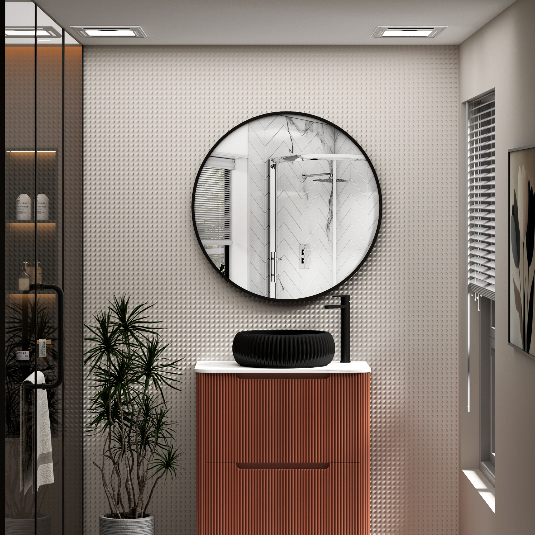 Elmore Aluminum Framed Bathroom Mirror Round Minimalist Design  - Multiple Colours & Sizes