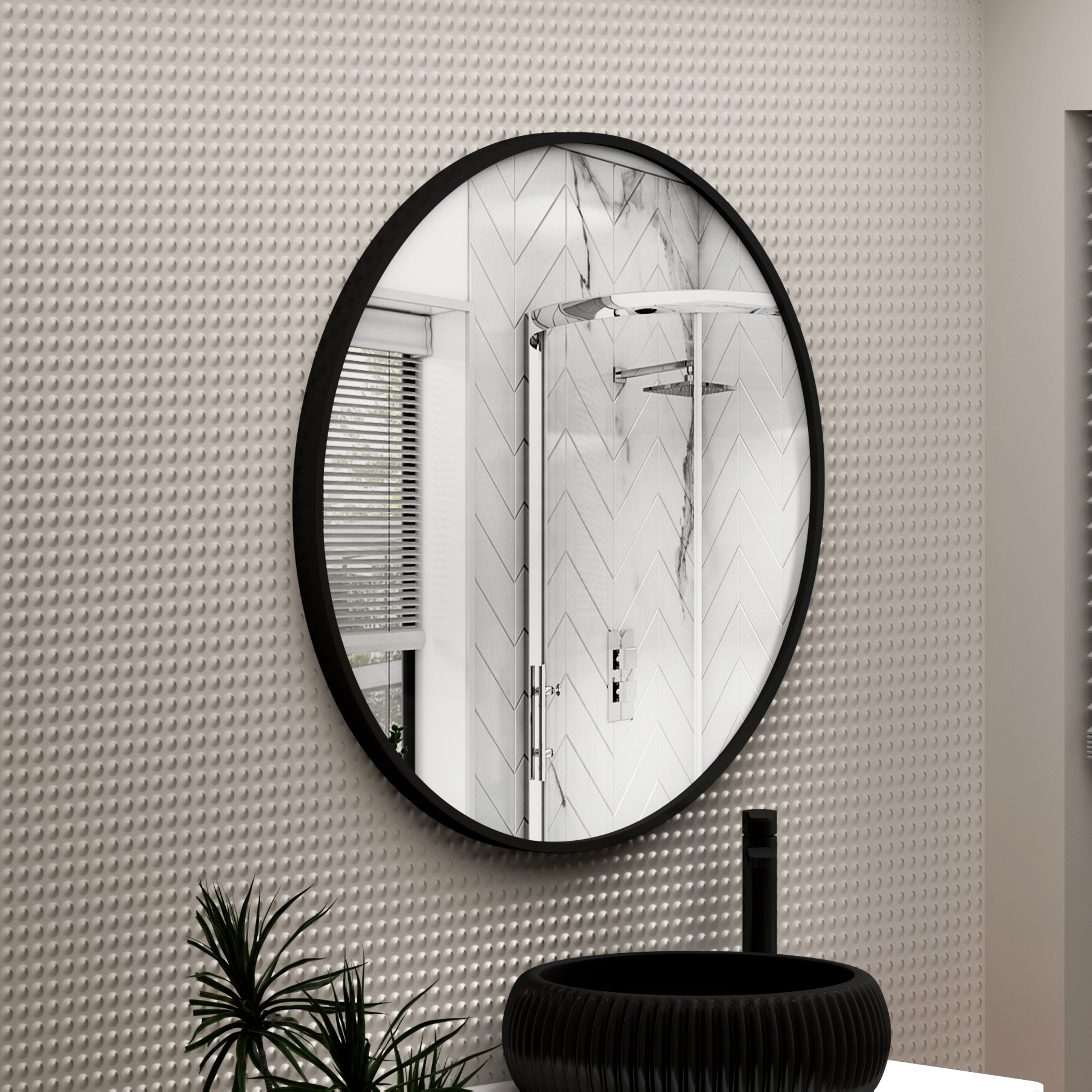 Elmore Aluminum Framed Bathroom Mirror Round Minimalist Design  - Multiple Colours & Sizes