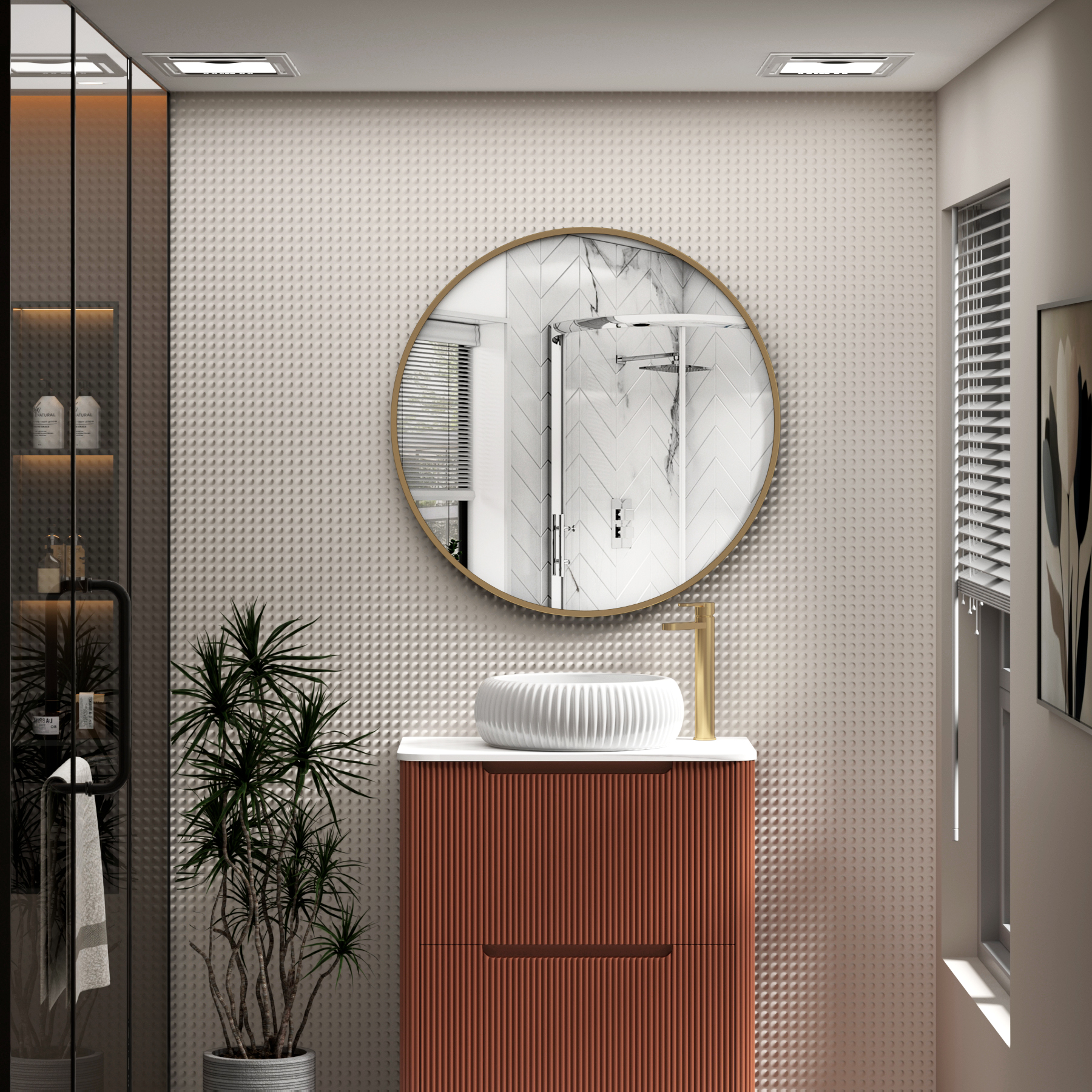 Elmore Aluminum Framed Bathroom Mirror Round Minimalist Design  - Multiple Colours & Sizes