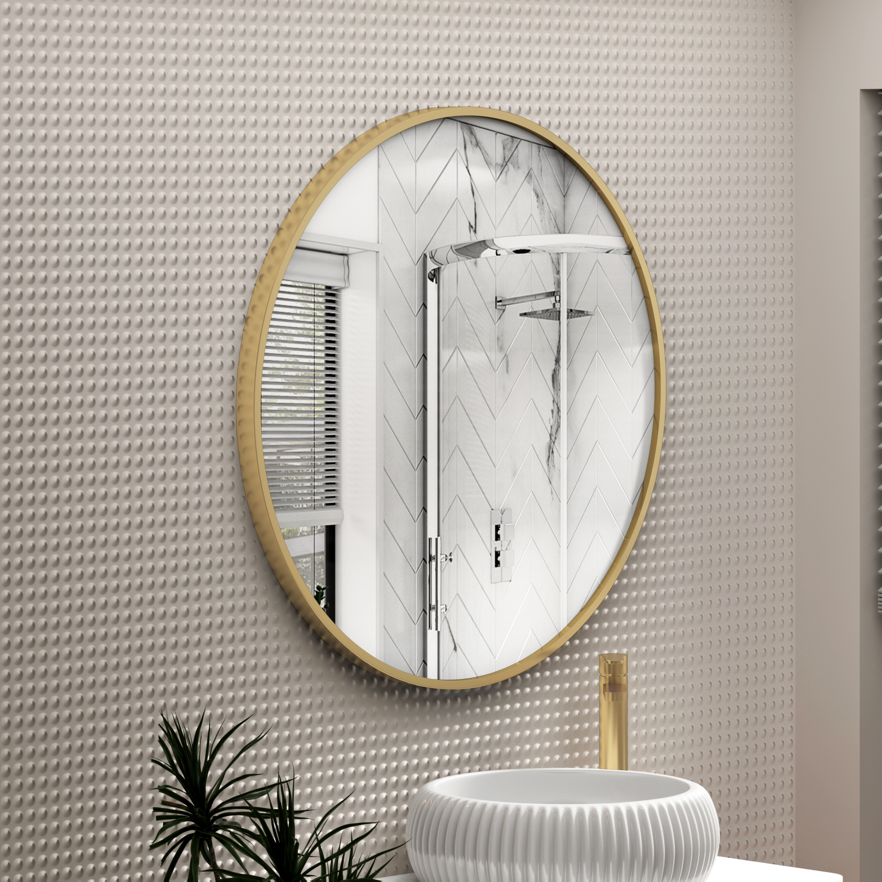 Elmore Aluminum Framed Bathroom Mirror Round Minimalist Design  - Multiple Colours & Sizes
