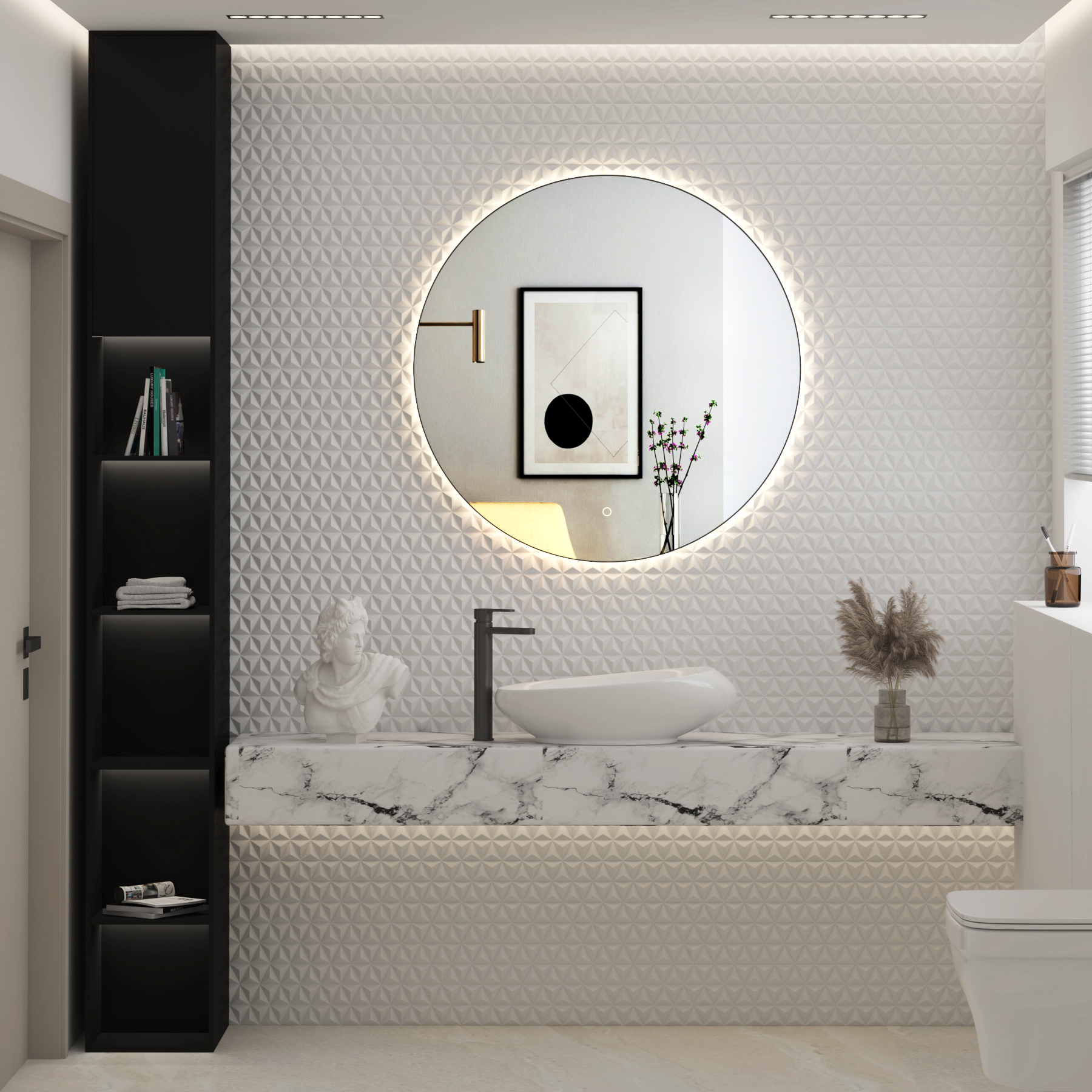 Luton Round Backlit LED Illuminated Bathroom Mirror Framed with Touch Sensor - Multiple Colours & Sizes