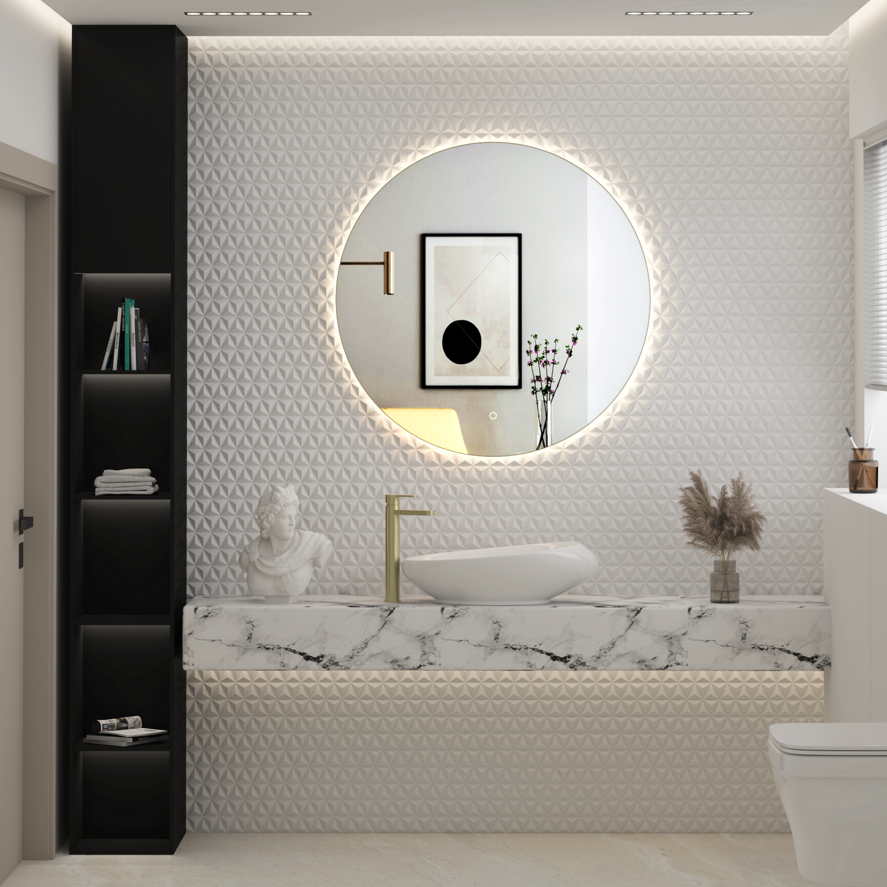 Luton Round Backlit LED Illuminated Bathroom Mirror Framed with Touch Sensor - Multiple Colours & Sizes