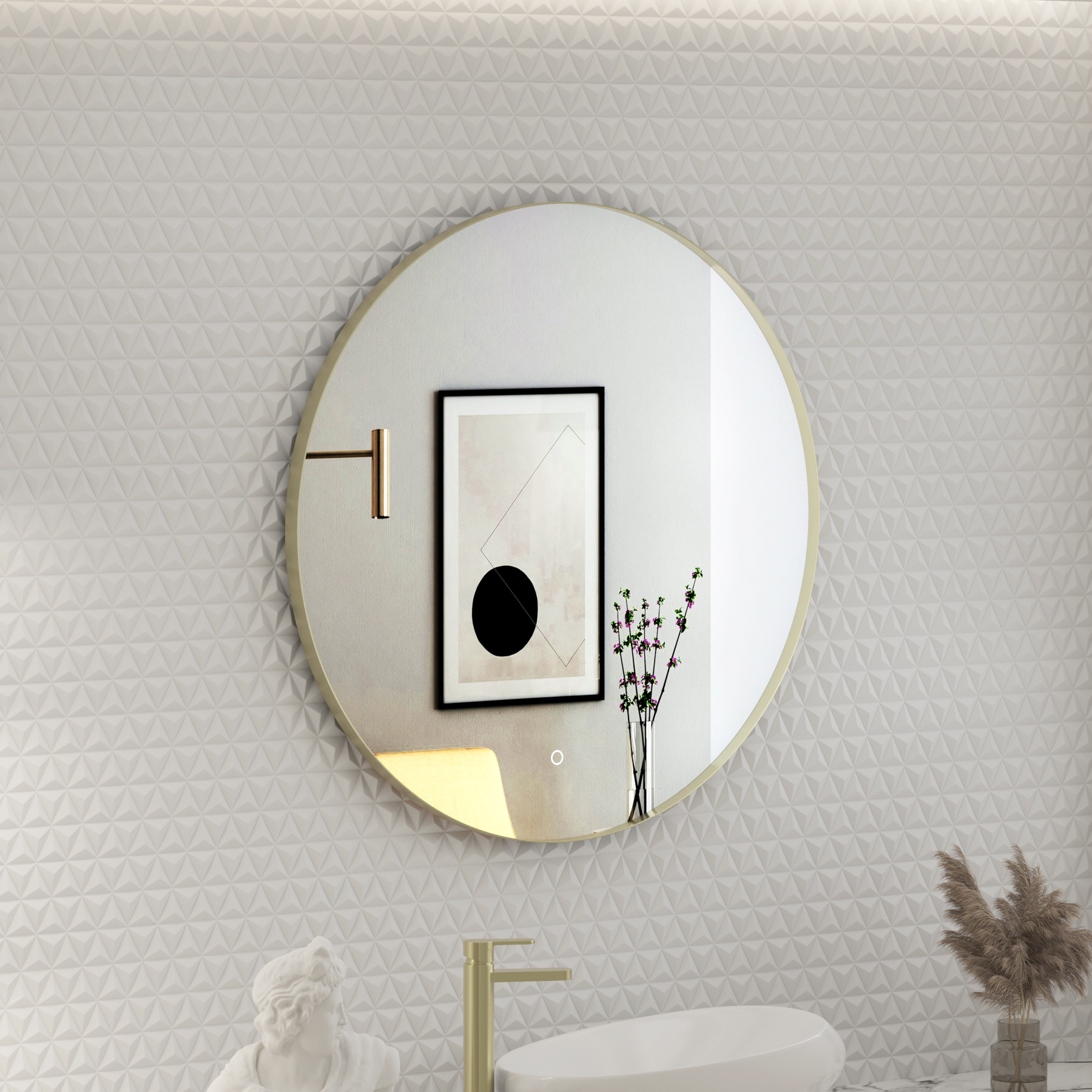 Luton Round Backlit LED Illuminated Bathroom Mirror Framed with Touch Sensor - Multiple Colours & Sizes