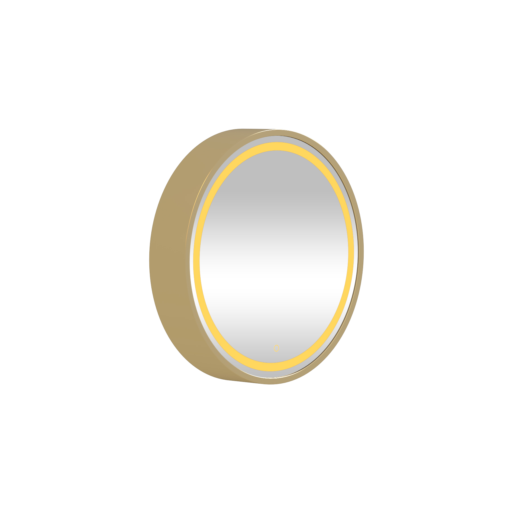 Avenza Brushed Brass Framed Frontlit LED Cabinet Illuminated Round Mirror with Demister Pad & Touch Sensor
