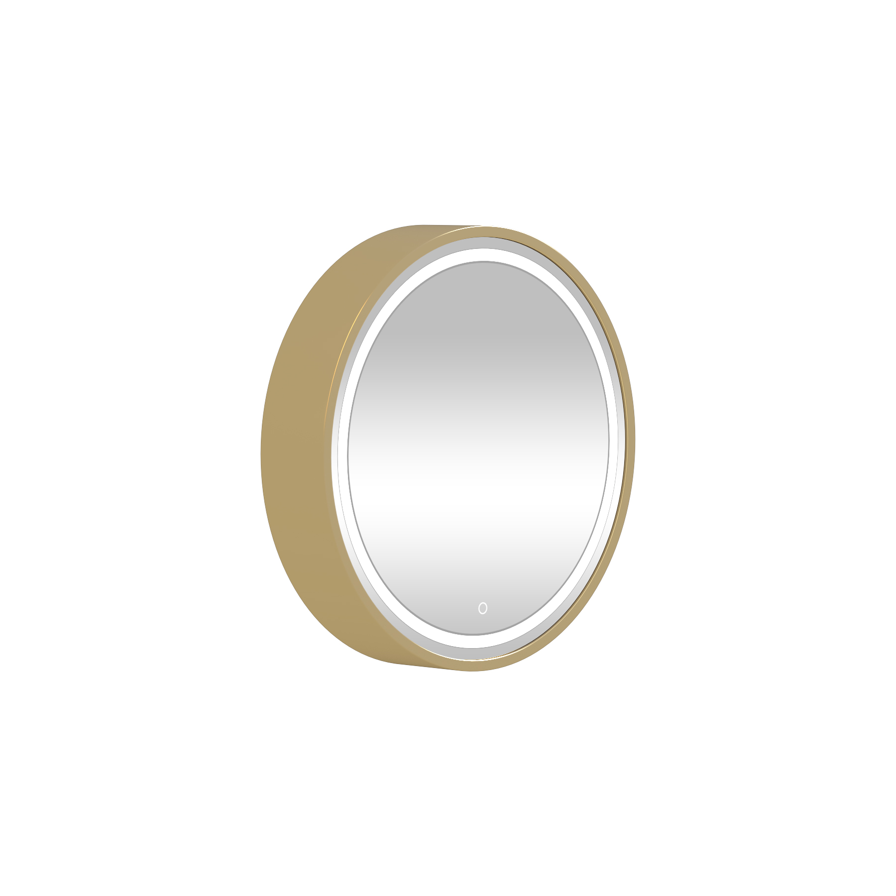 Avenza Brushed Brass Framed Frontlit LED Cabinet Illuminated Round Mirror with Demister Pad & Touch Sensor